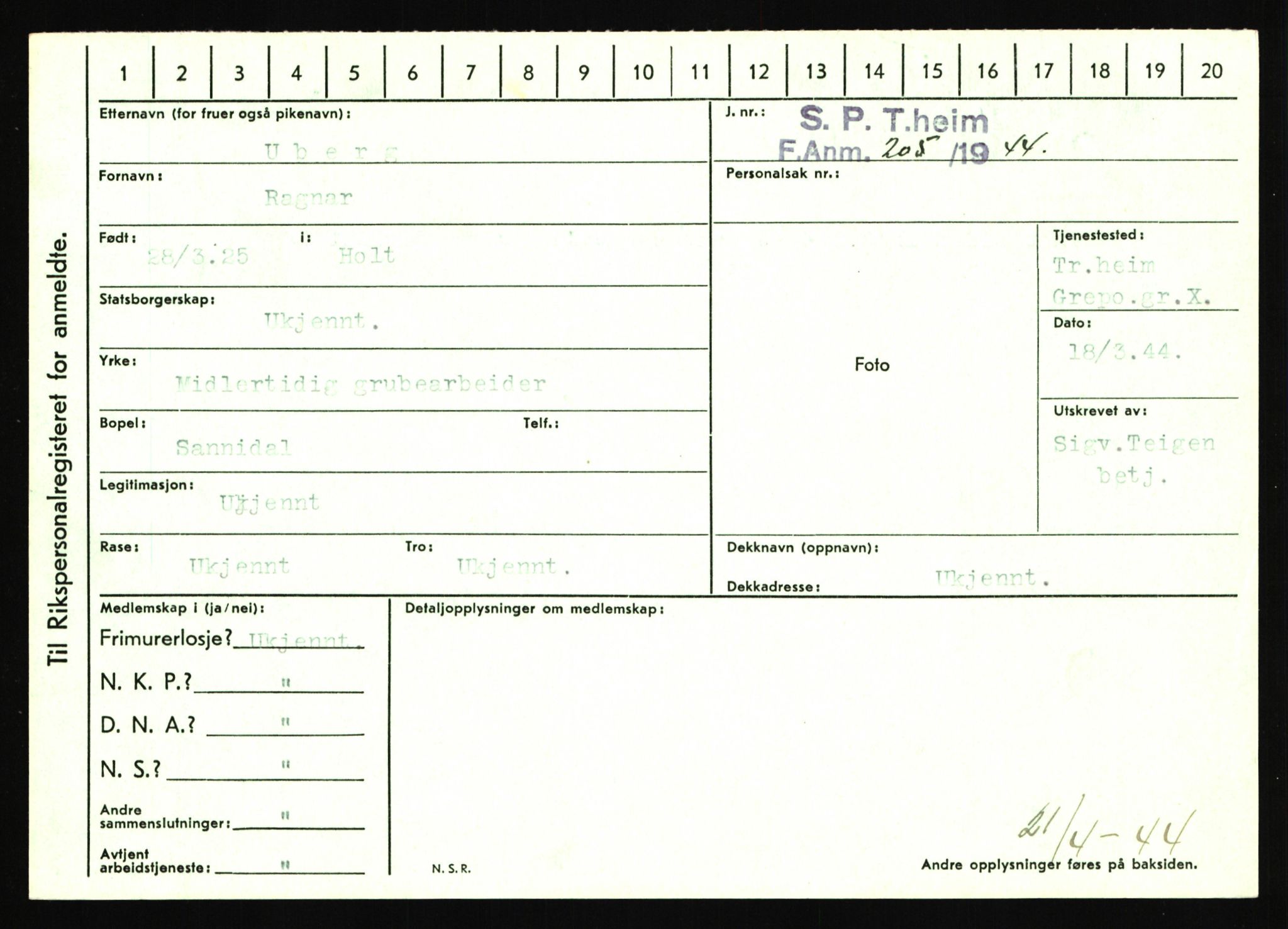 Statspolitiet - Hovedkontoret / Osloavdelingen, AV/RA-S-1329/C/Ca/L0016: Uberg - Øystese, 1943-1945, p. 6