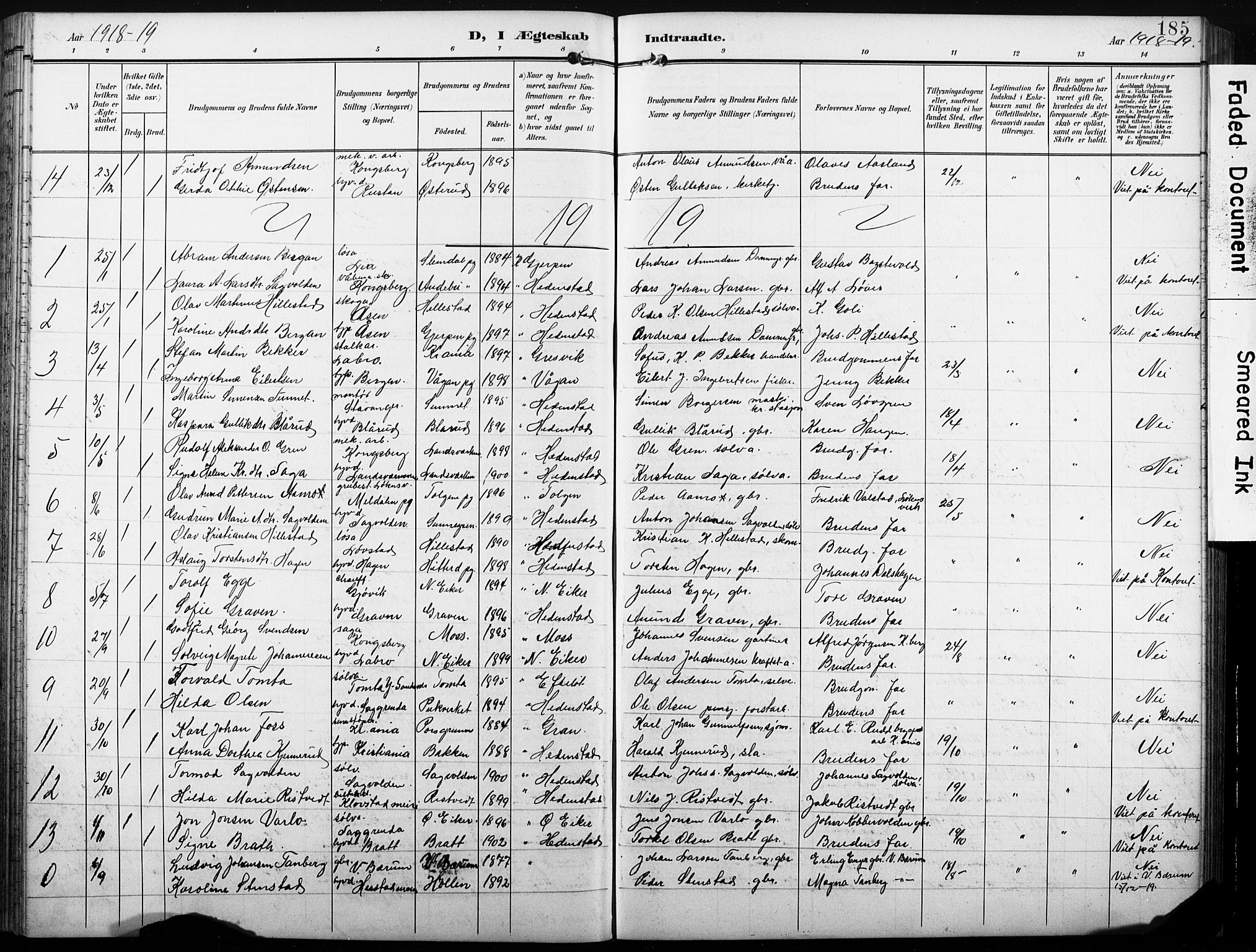 Sandsvær kirkebøker, AV/SAKO-A-244/G/Gd/L0004a: Parish register (copy) no. IV 4A, 1901-1932, p. 185