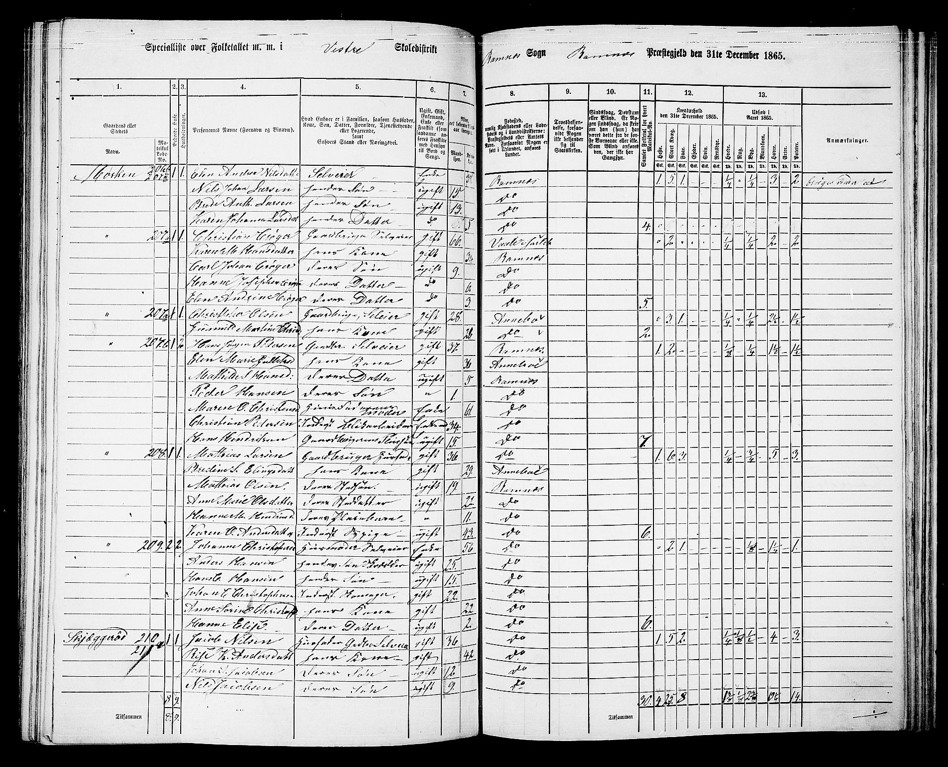RA, 1865 census for Ramnes, 1865, p. 78