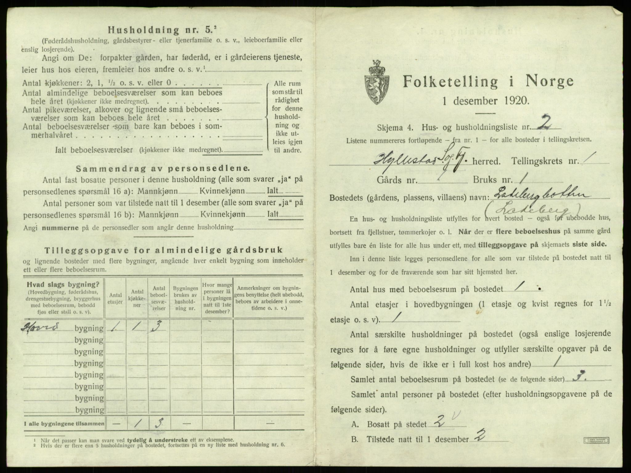 SAB, 1920 census for Hyllestad, 1920, p. 51