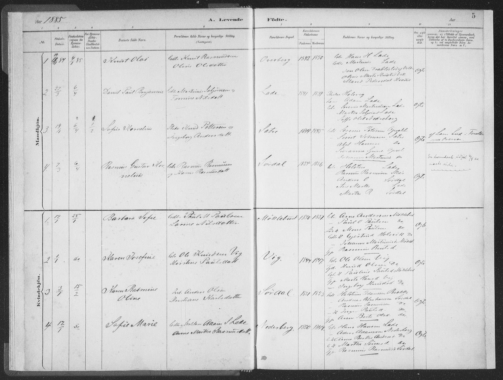 Ministerialprotokoller, klokkerbøker og fødselsregistre - Møre og Romsdal, AV/SAT-A-1454/502/L0025: Parish register (official) no. 502A03, 1885-1909, p. 5