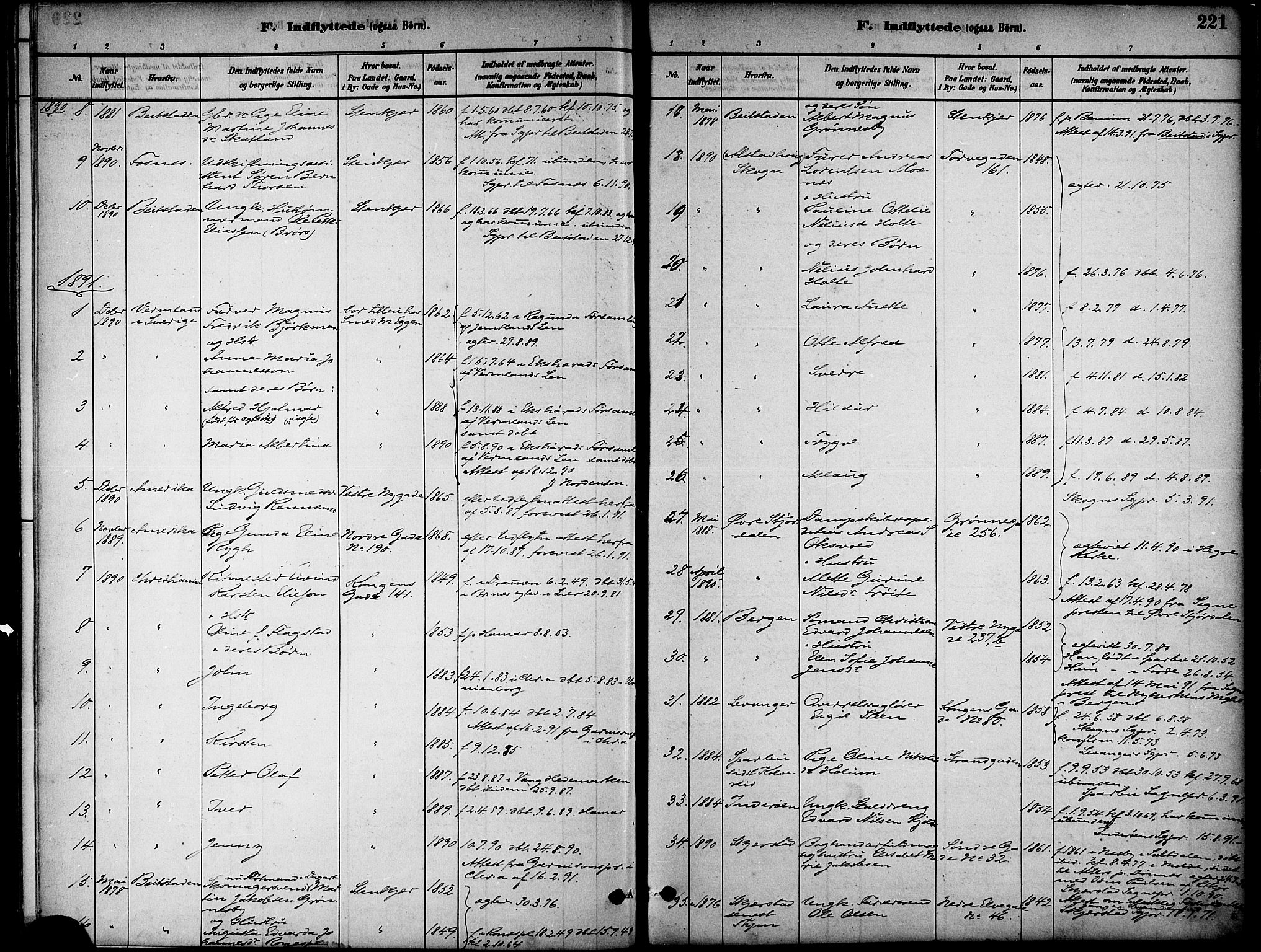 Ministerialprotokoller, klokkerbøker og fødselsregistre - Nord-Trøndelag, SAT/A-1458/739/L0371: Parish register (official) no. 739A03, 1881-1895, p. 221
