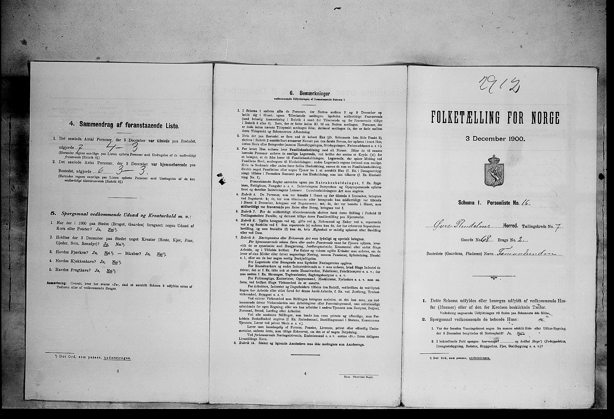 SAH, 1900 census for Øvre Rendal, 1900, p. 601