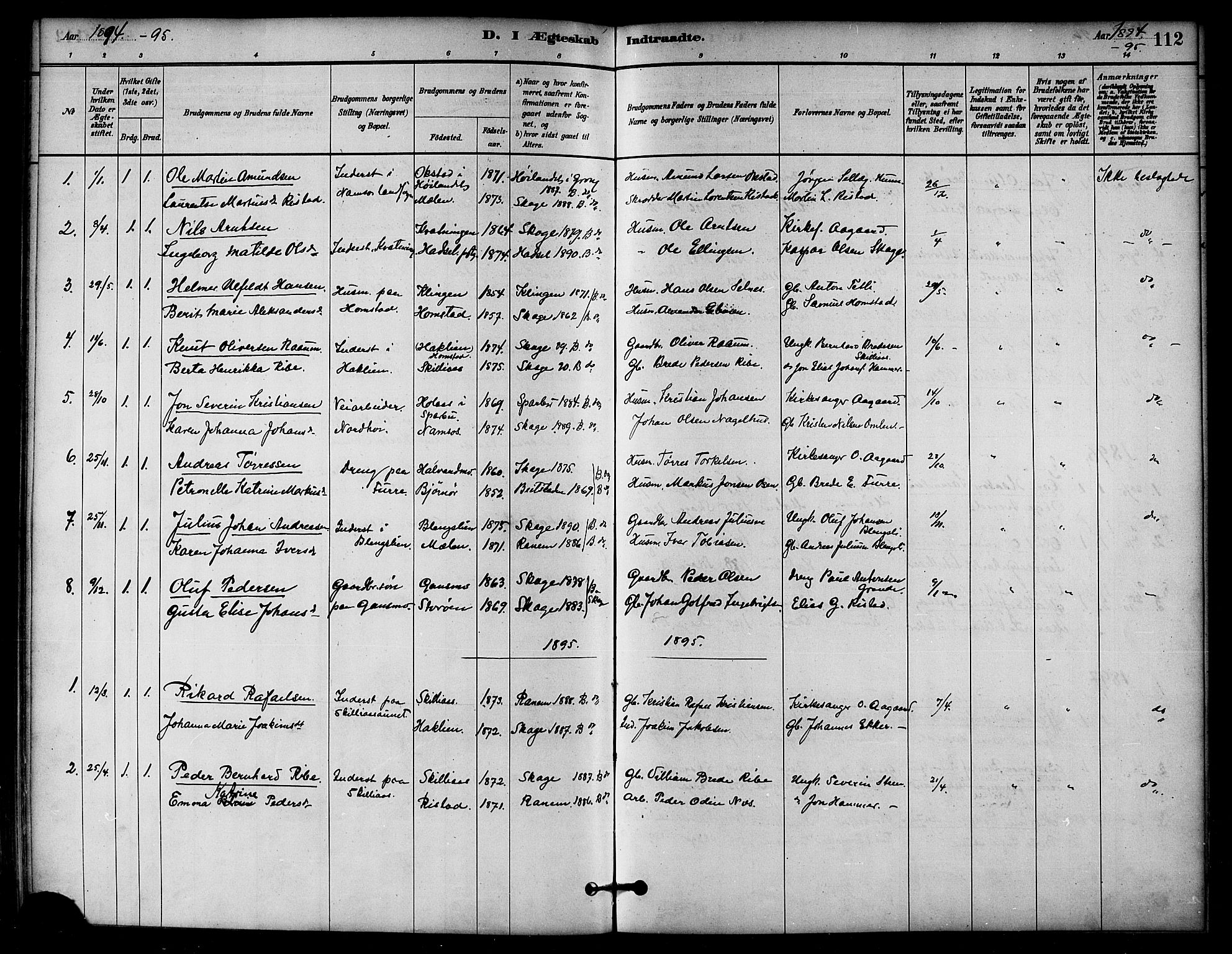 Ministerialprotokoller, klokkerbøker og fødselsregistre - Nord-Trøndelag, SAT/A-1458/766/L0563: Parish register (official) no. 767A01, 1881-1899, p. 112