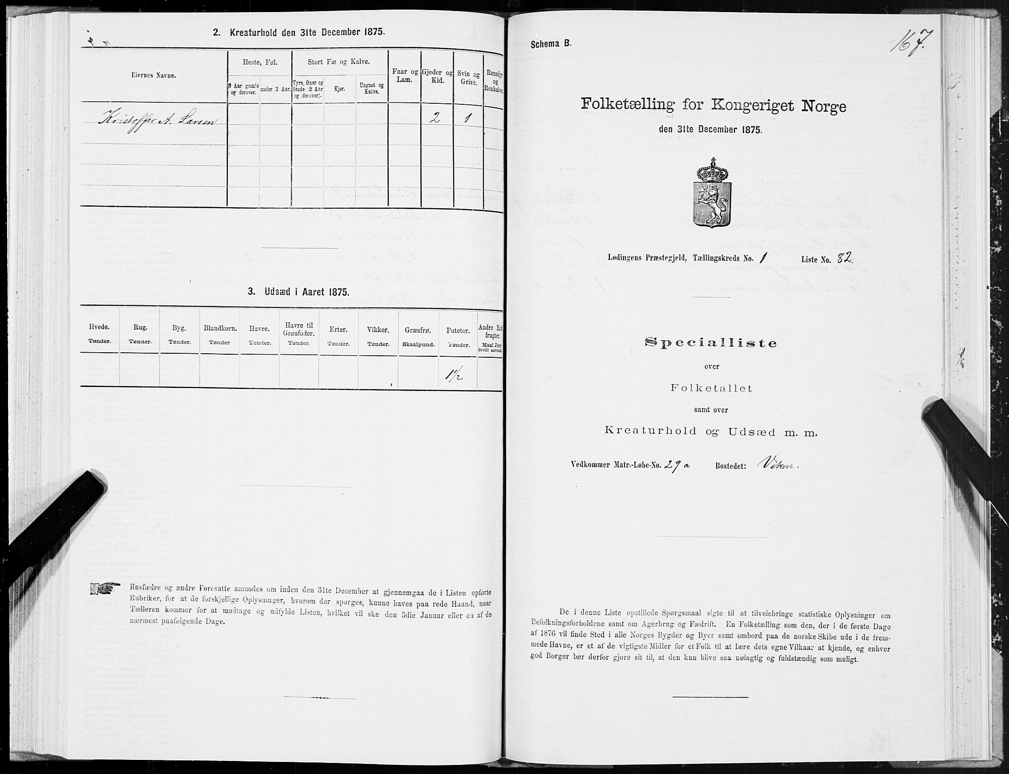 SAT, 1875 census for 1851P Lødingen, 1875, p. 1167