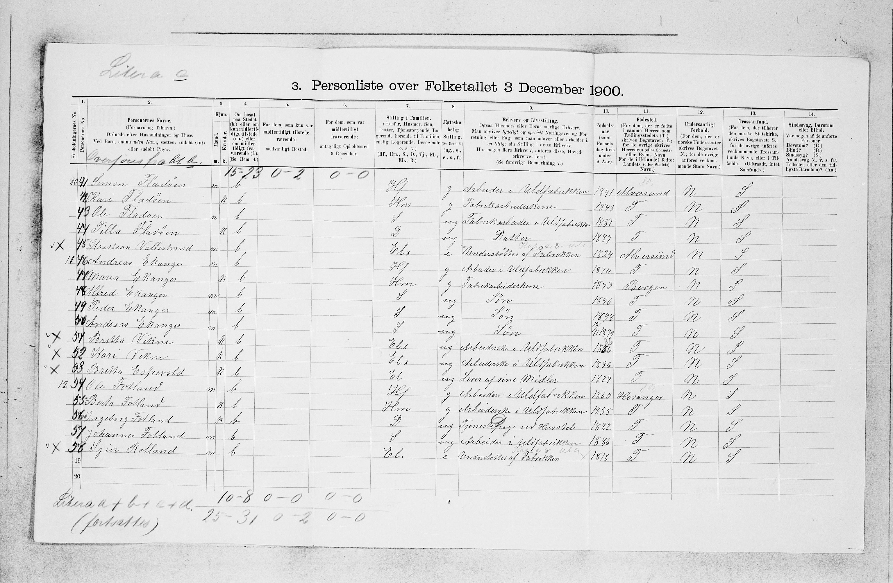 SAB, 1900 census for Haus, 1900, p. 1330