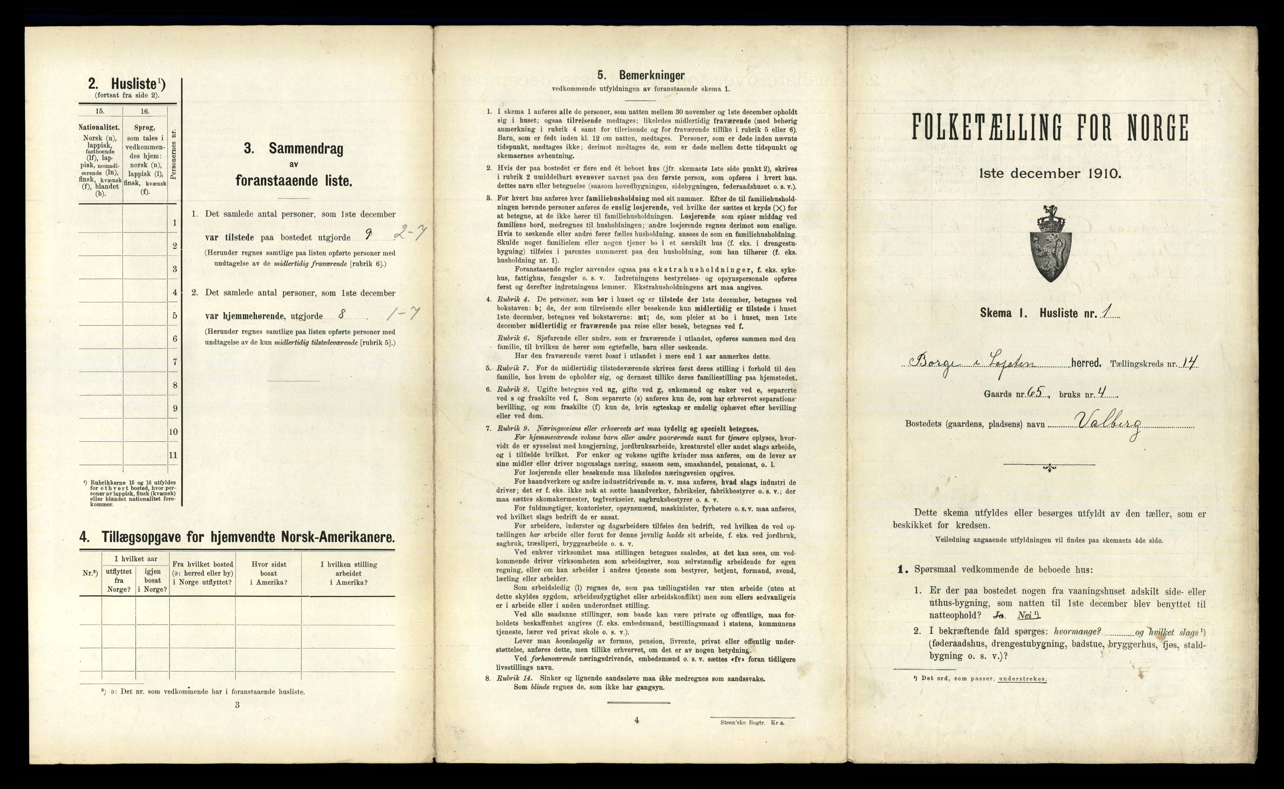 RA, 1910 census for Borge, 1910, p. 1329