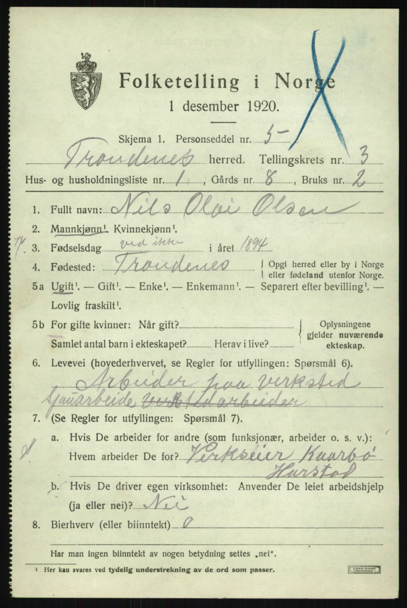 SATØ, 1920 census for Trondenes, 1920, p. 4401