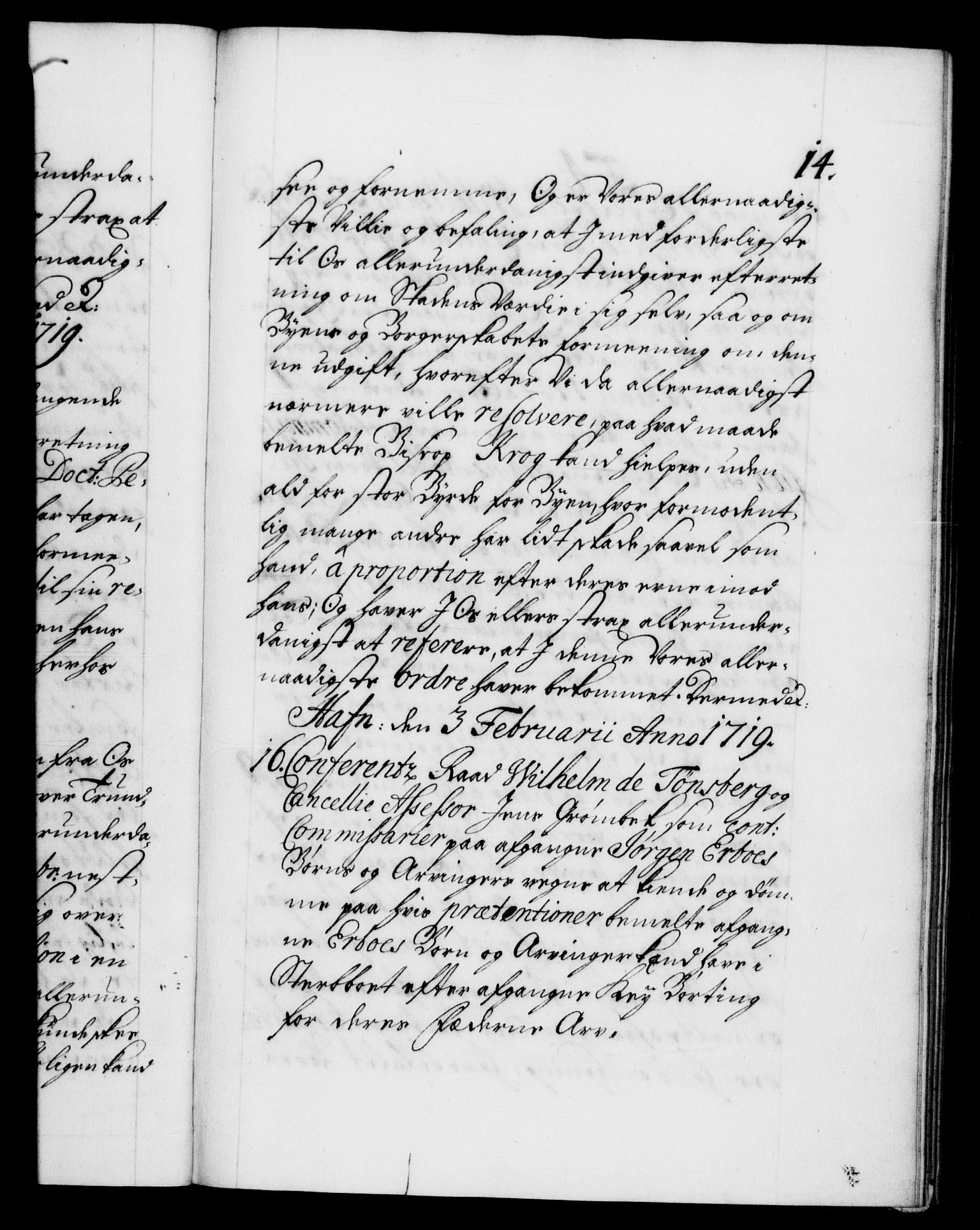 Danske Kanselli 1572-1799, RA/EA-3023/F/Fc/Fca/Fcab/L0021: Norske tegnelser, 1719-1721, p. 14a