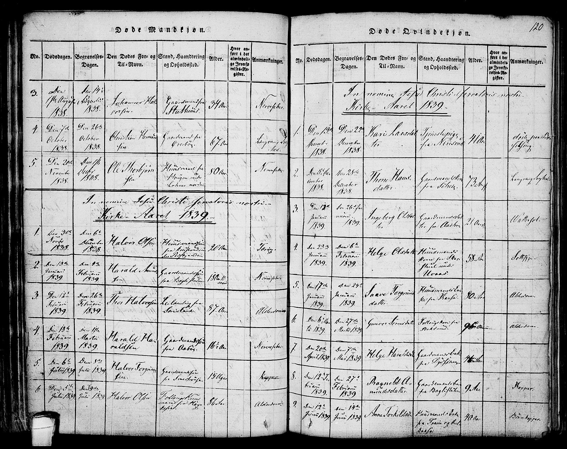 Hjartdal kirkebøker, AV/SAKO-A-270/F/Fa/L0007: Parish register (official) no. I 7, 1815-1843, p. 120