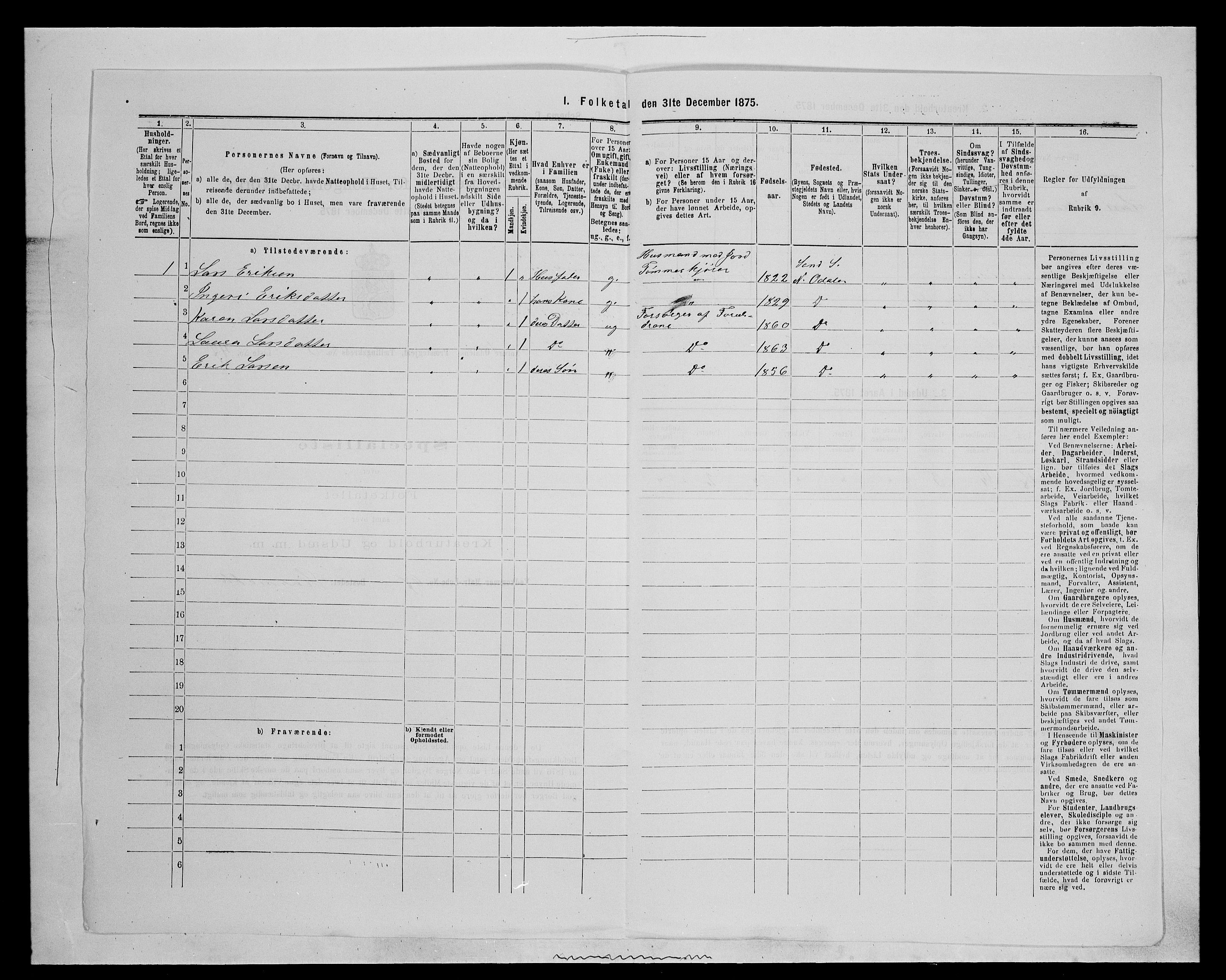 SAH, 1875 census for 0418P Nord-Odal, 1875, p. 464