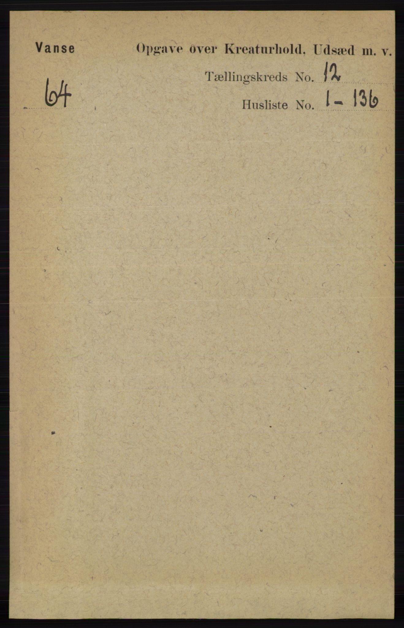 RA, 1891 census for 1041 Vanse, 1891, p. 10093