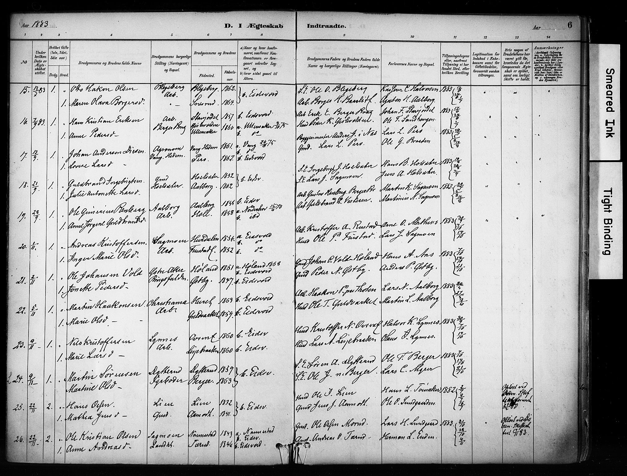 Eidsvoll prestekontor Kirkebøker, SAO/A-10888/F/Fa/L0003: Parish register (official) no. I 3, 1882-1895, p. 6