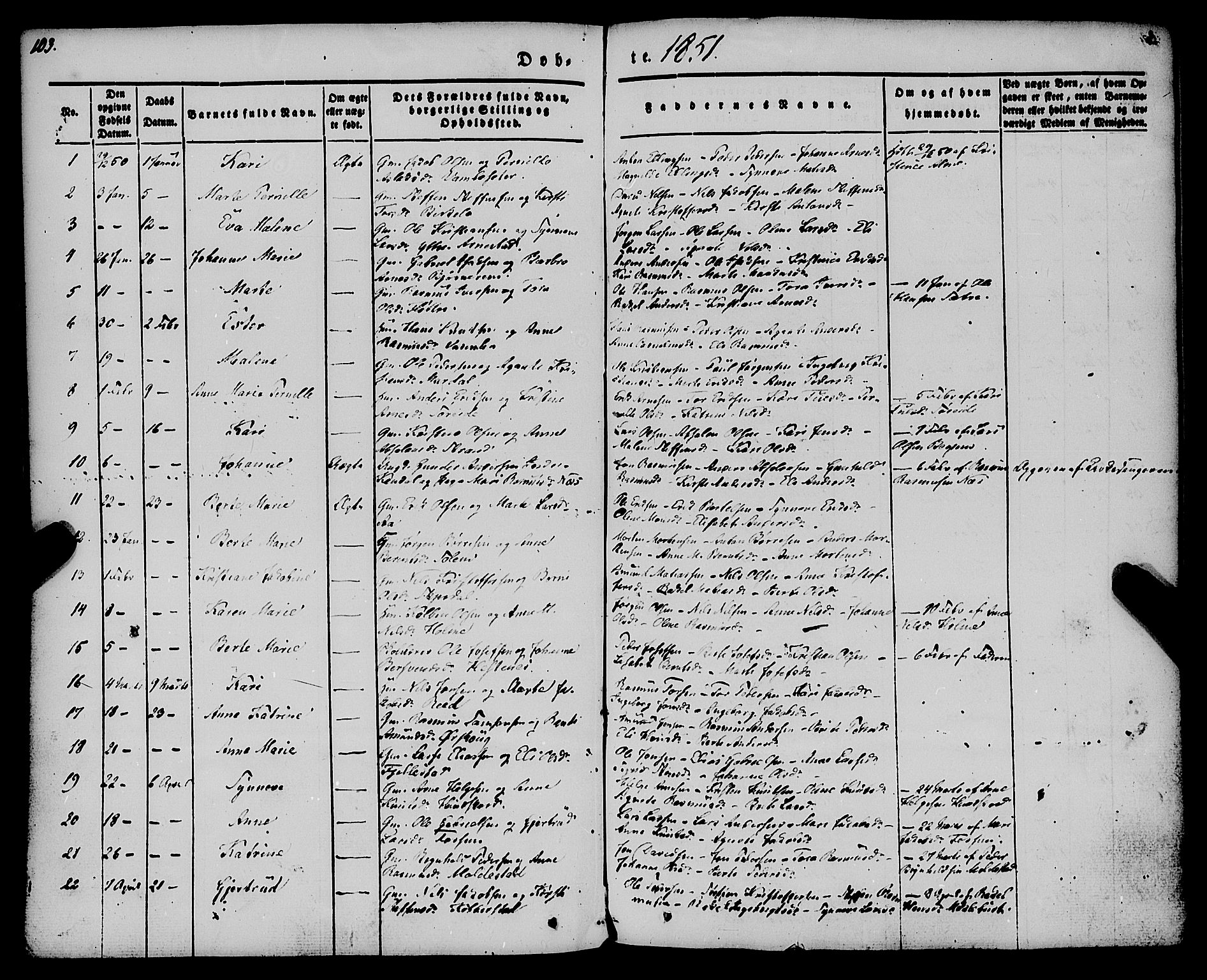 Gloppen sokneprestembete, AV/SAB-A-80101/H/Haa/Haaa/L0008: Parish register (official) no. A 8, 1837-1855, p. 103