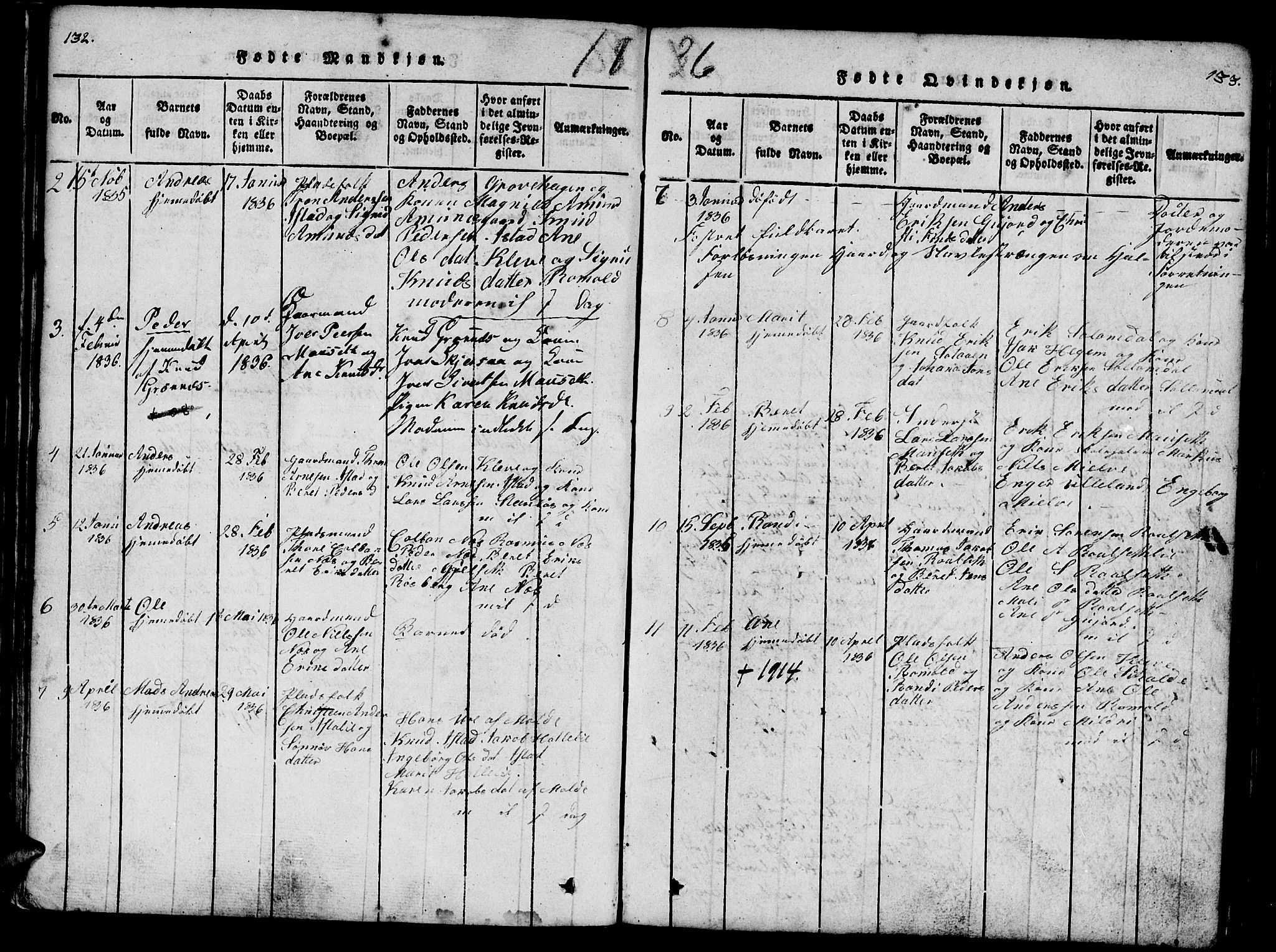 Ministerialprotokoller, klokkerbøker og fødselsregistre - Møre og Romsdal, AV/SAT-A-1454/557/L0679: Parish register (official) no. 557A01, 1818-1843, p. 132-133