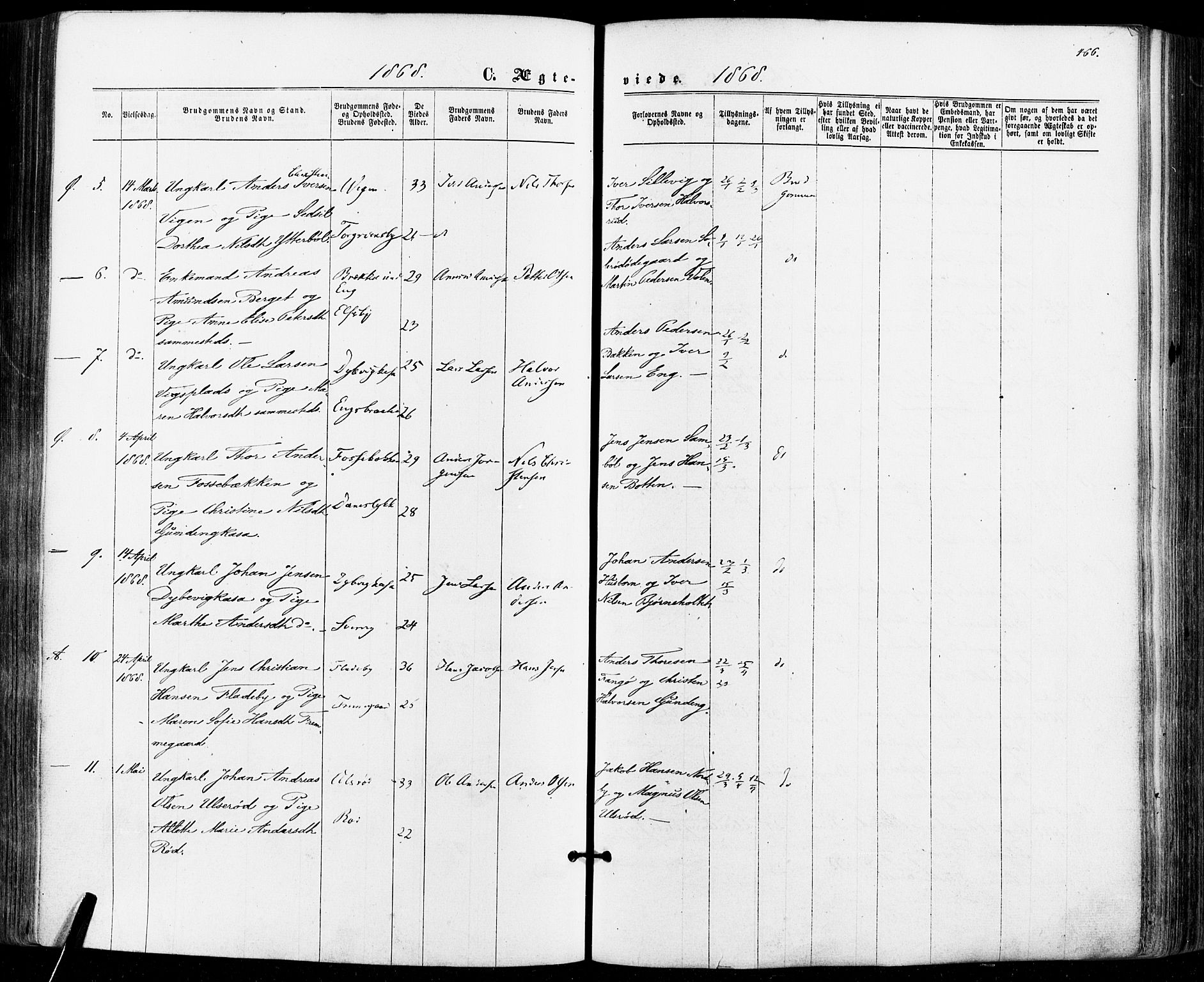 Aremark prestekontor Kirkebøker, AV/SAO-A-10899/F/Fc/L0004: Parish register (official) no. III 4, 1866-1877, p. 465-466