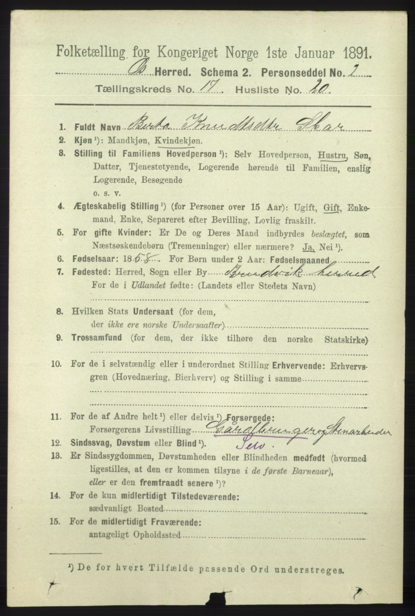 RA, 1891 census for 1243 Os, 1891, p. 3858