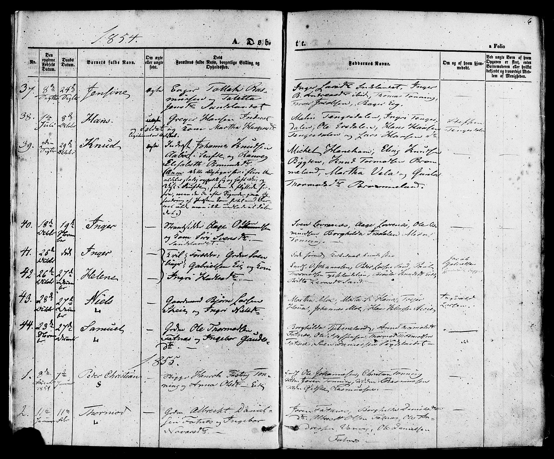 Sand sokneprestkontor, AV/SAST-A-101848/01/III/L0003: Parish register (official) no. A 3, 1854-1879, p. 6