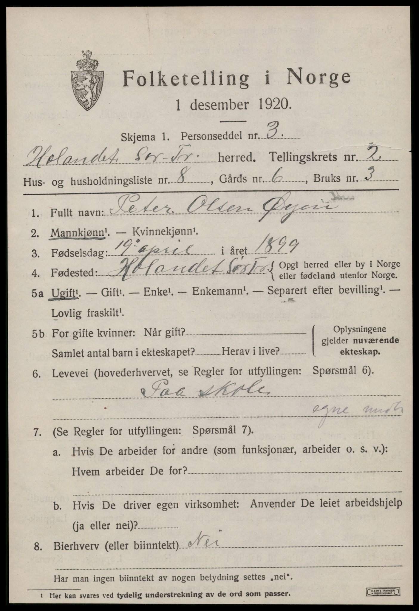 SAT, 1920 census for Hølonda, 1920, p. 617