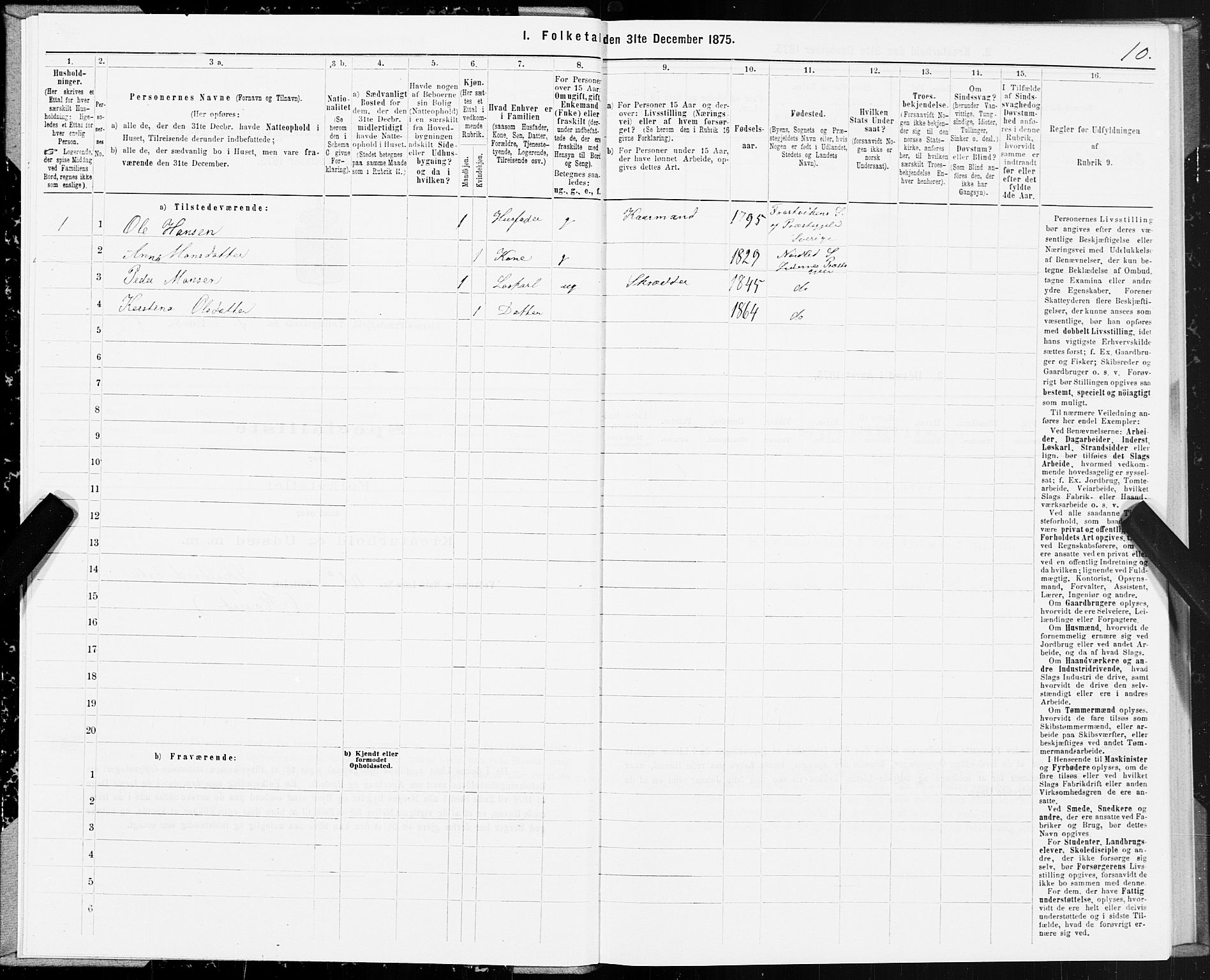 SAT, 1875 census for 1737P Lierne, 1875, p. 1010