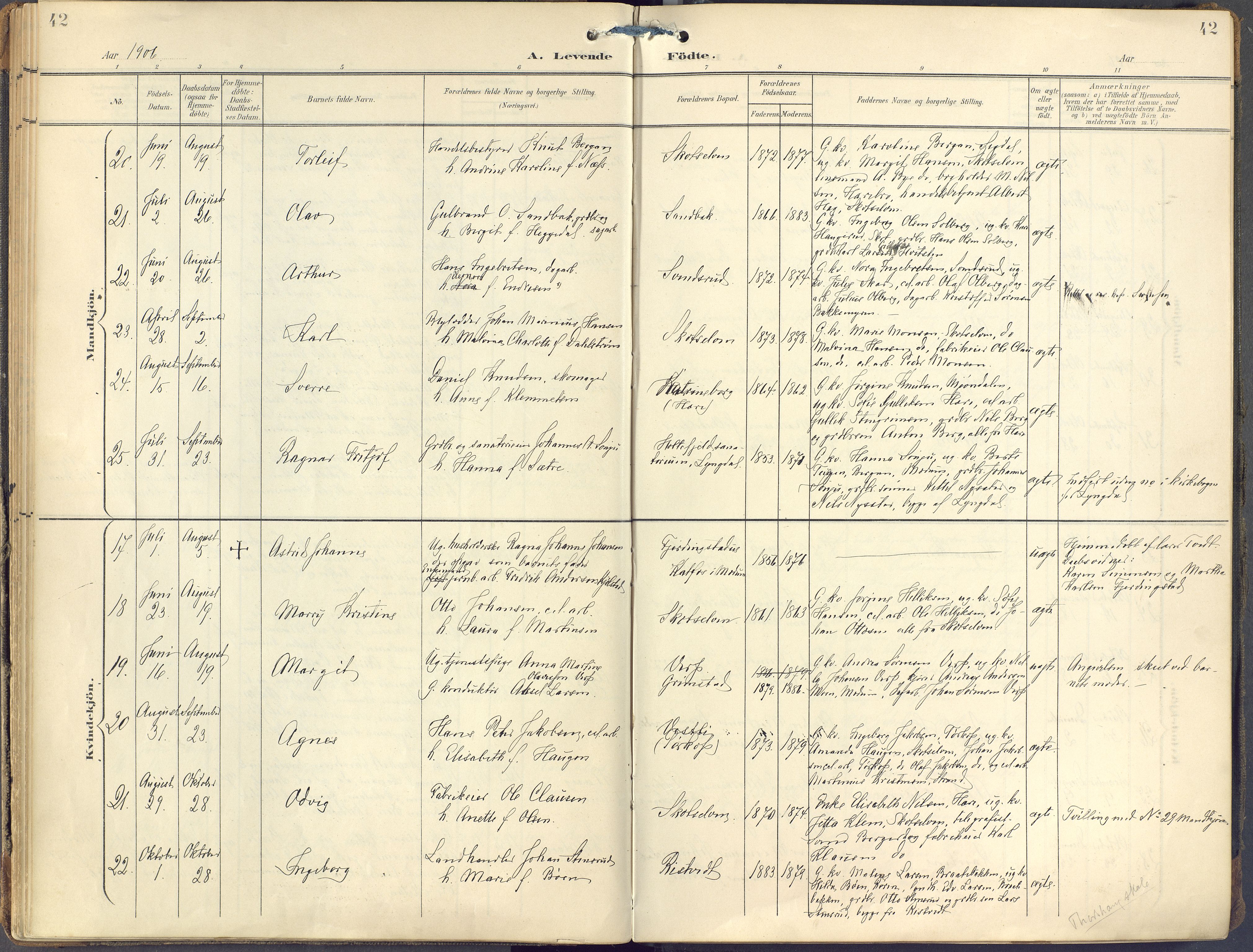 Eiker kirkebøker, AV/SAKO-A-4/F/Fc/L0004: Parish register (official) no. III 4, 1900-1919, p. 42