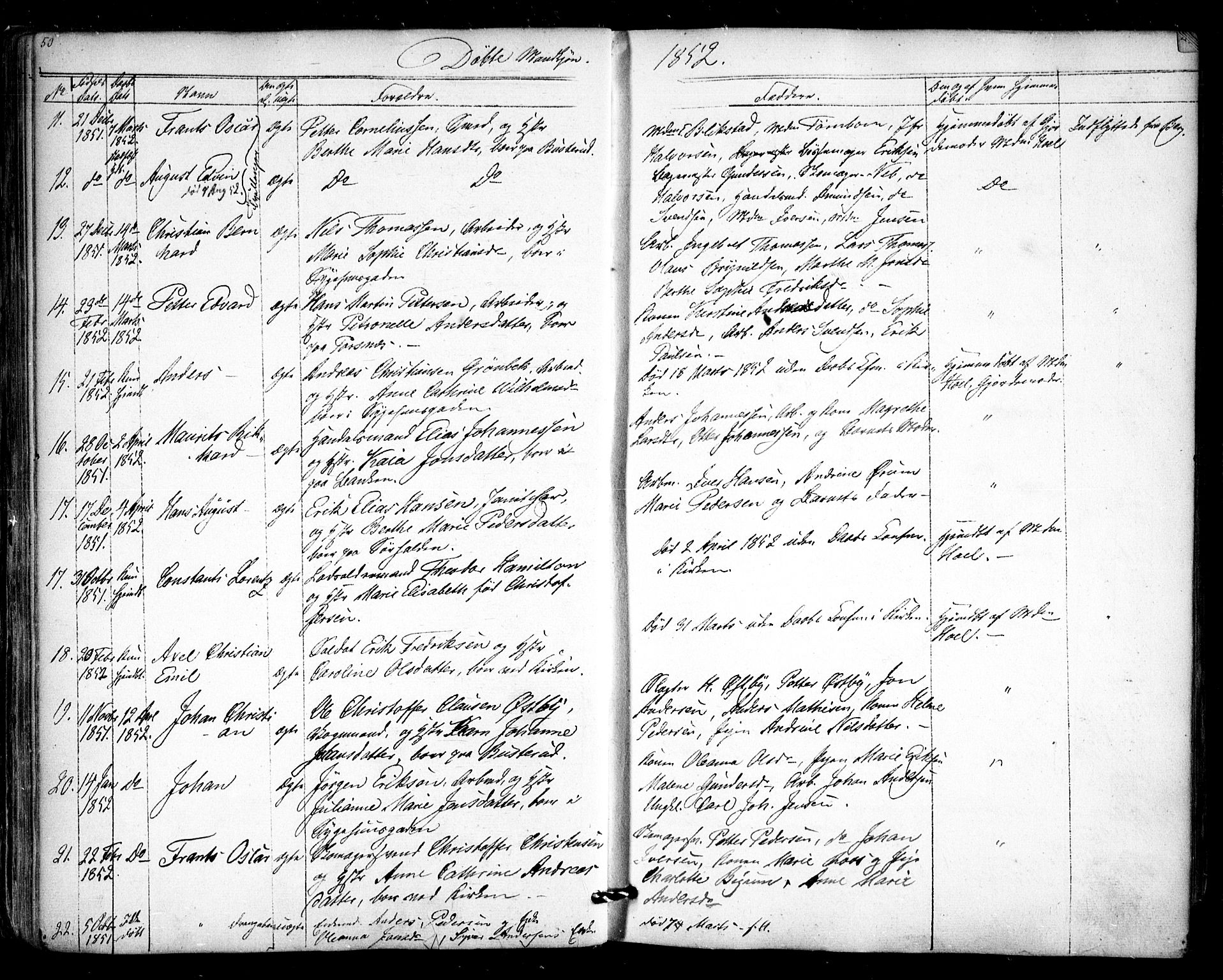 Halden prestekontor Kirkebøker, AV/SAO-A-10909/F/Fa/L0006: Parish register (official) no. I 6, 1845-1856, p. 50