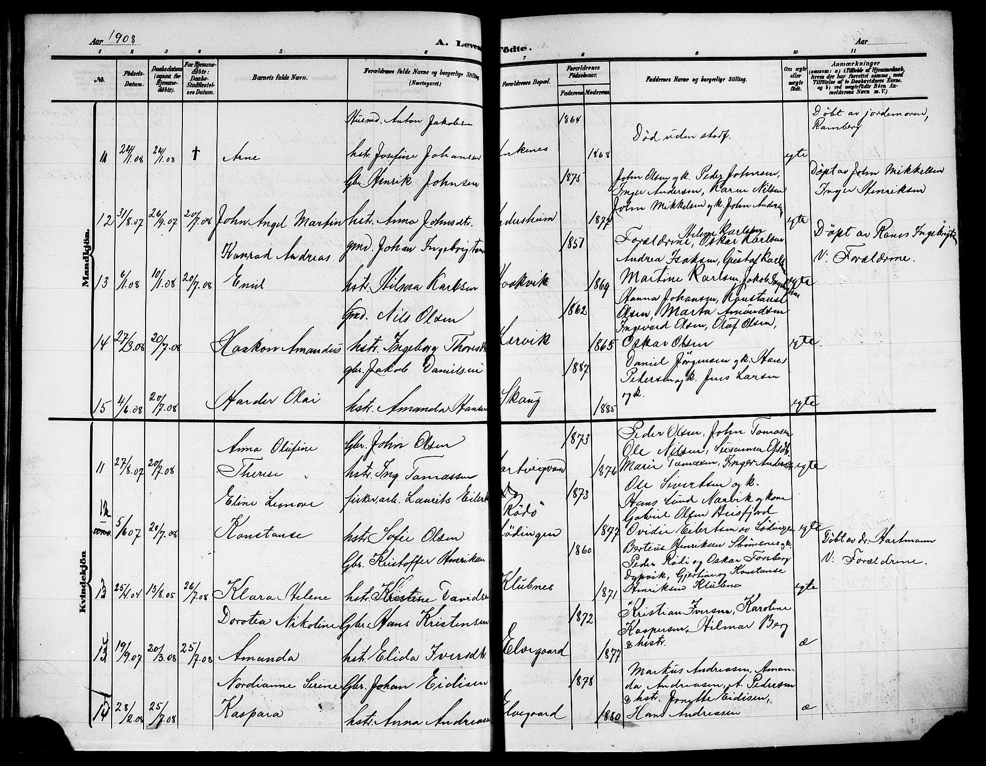 Ministerialprotokoller, klokkerbøker og fødselsregistre - Nordland, AV/SAT-A-1459/866/L0954: Parish register (copy) no. 866C03, 1905-1923