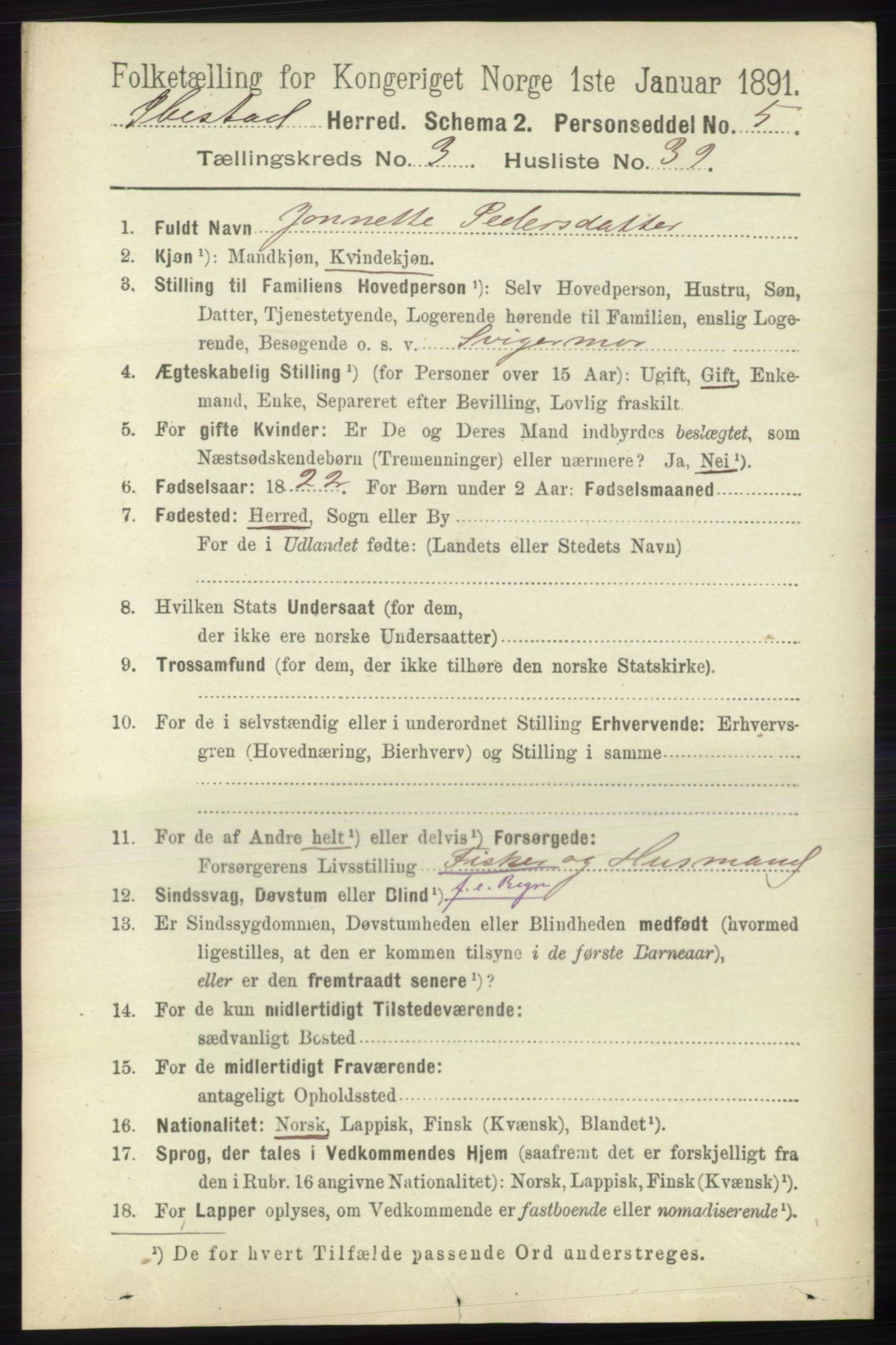RA, 1891 census for 1917 Ibestad, 1891, p. 1996