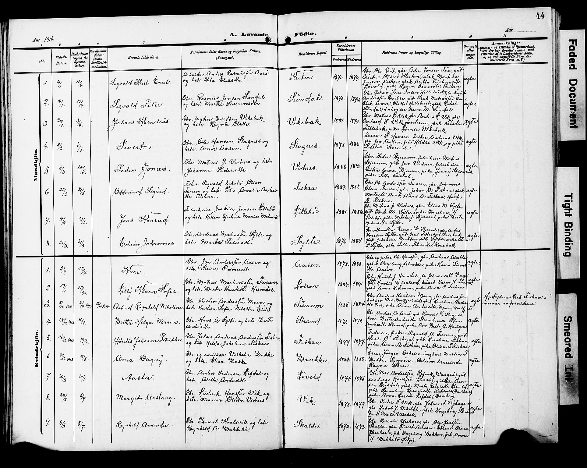 Ministerialprotokoller, klokkerbøker og fødselsregistre - Møre og Romsdal, SAT/A-1454/501/L0018: Parish register (copy) no. 501C04, 1902-1930, p. 44