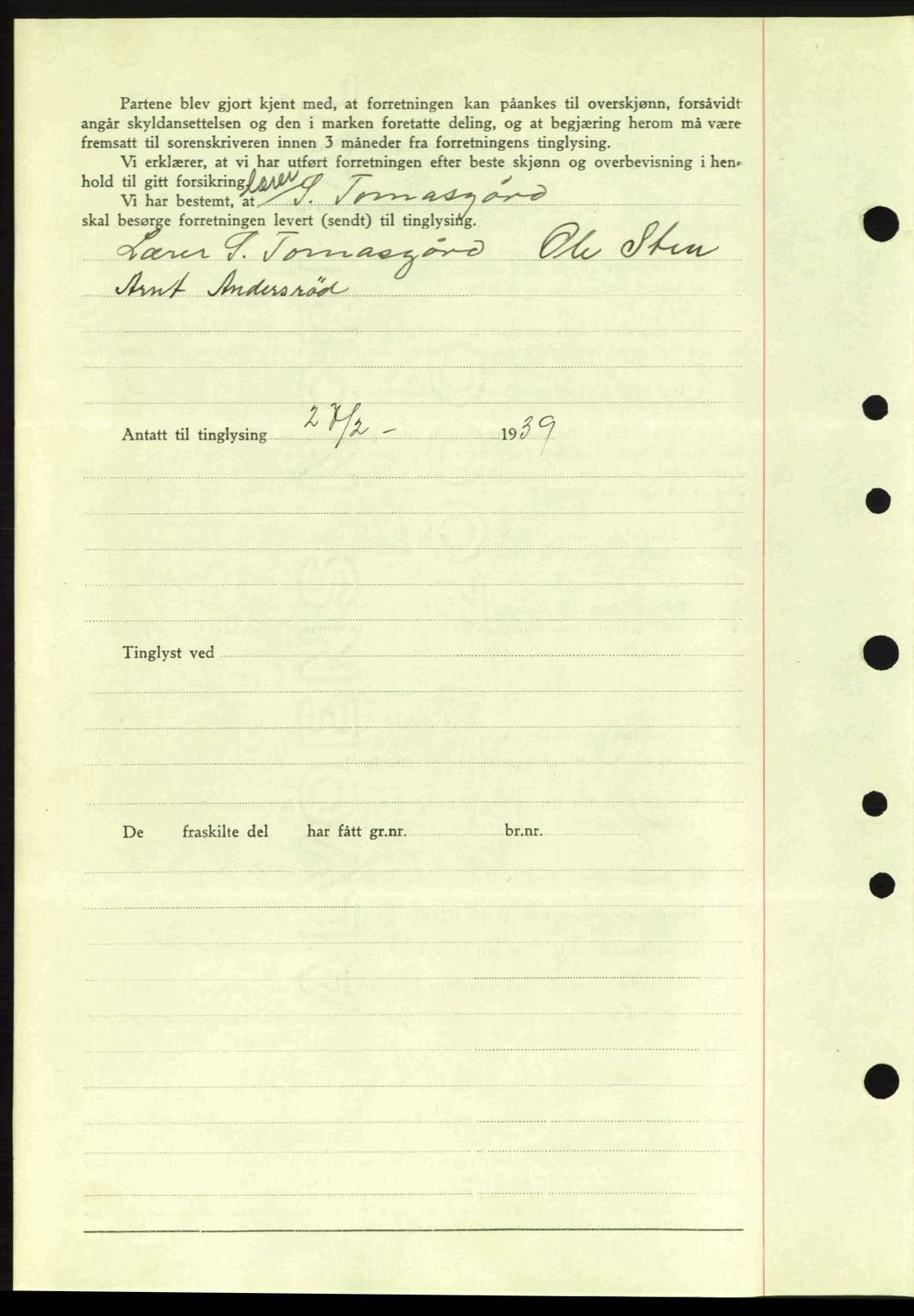 Moss sorenskriveri, AV/SAO-A-10168: Mortgage book no. A5, 1938-1939, Diary no: : 459/1939