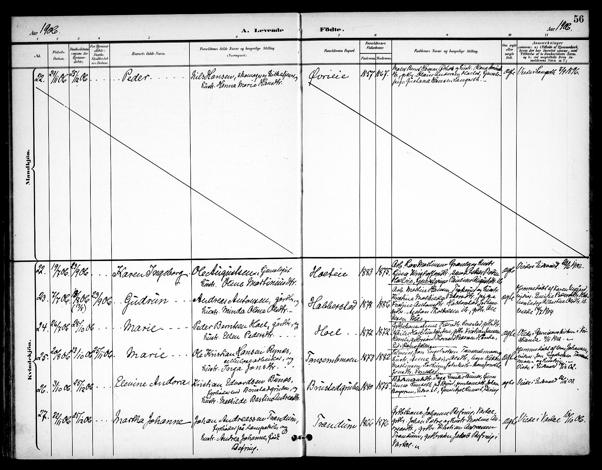 Eidsvoll prestekontor Kirkebøker, AV/SAO-A-10888/F/Fb/L0002: Parish register (official) no. II 2, 1897-1907, p. 56