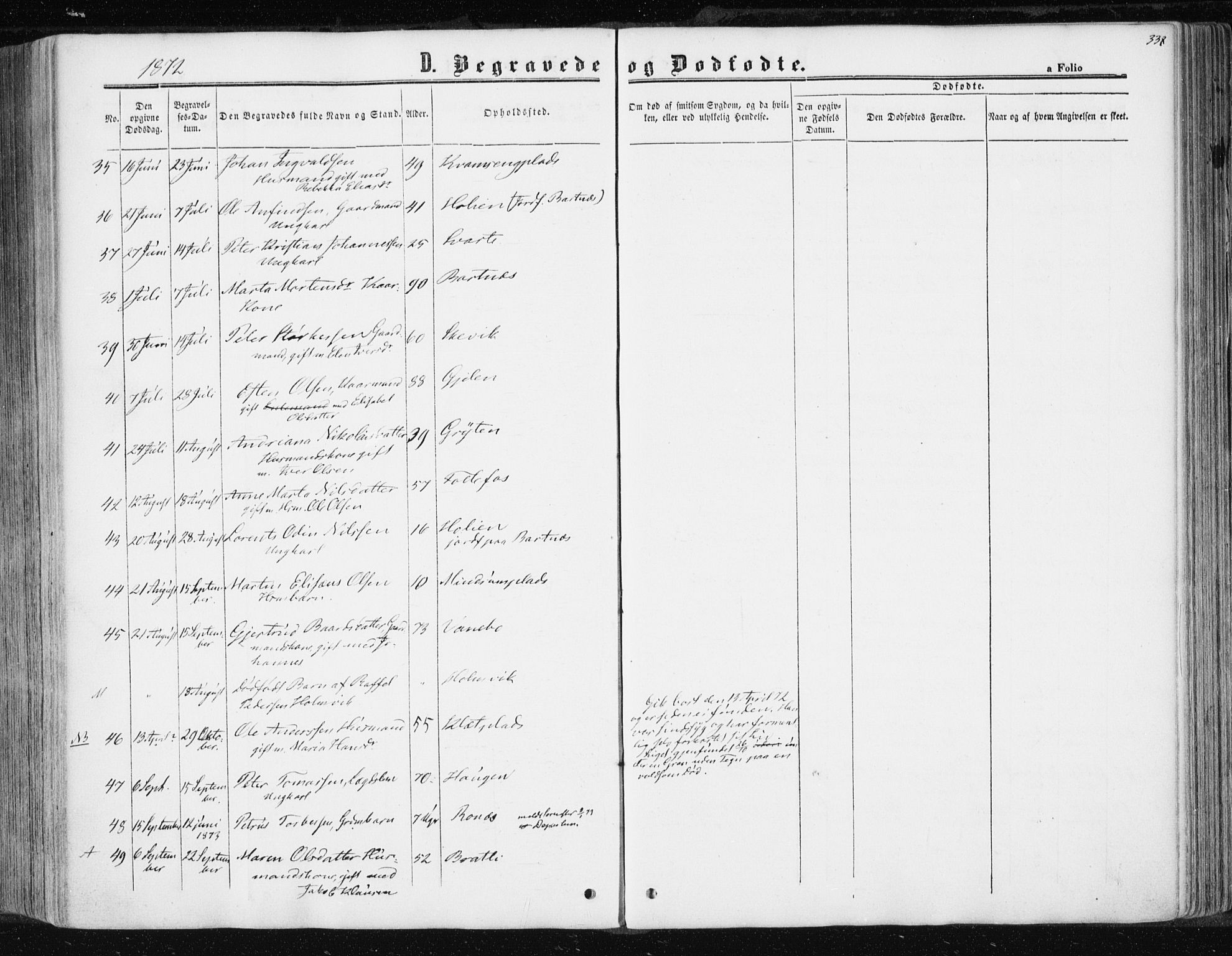 Ministerialprotokoller, klokkerbøker og fødselsregistre - Nord-Trøndelag, AV/SAT-A-1458/741/L0394: Parish register (official) no. 741A08, 1864-1877, p. 338
