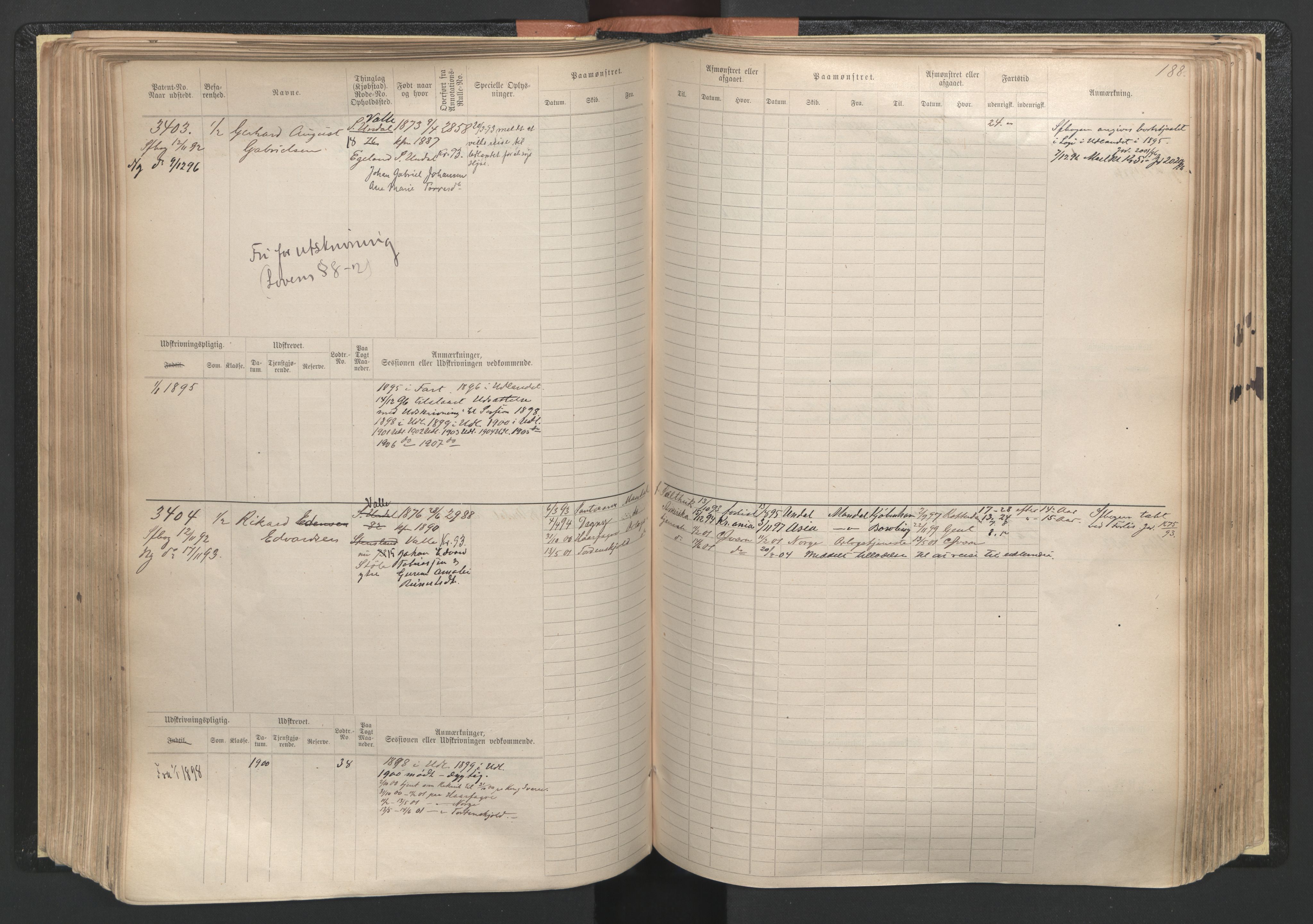 Mandal mønstringskrets, SAK/2031-0016/F/Fb/L0005: Hovedrulle nr 3033-3794, L-10, 1888-1940, p. 190