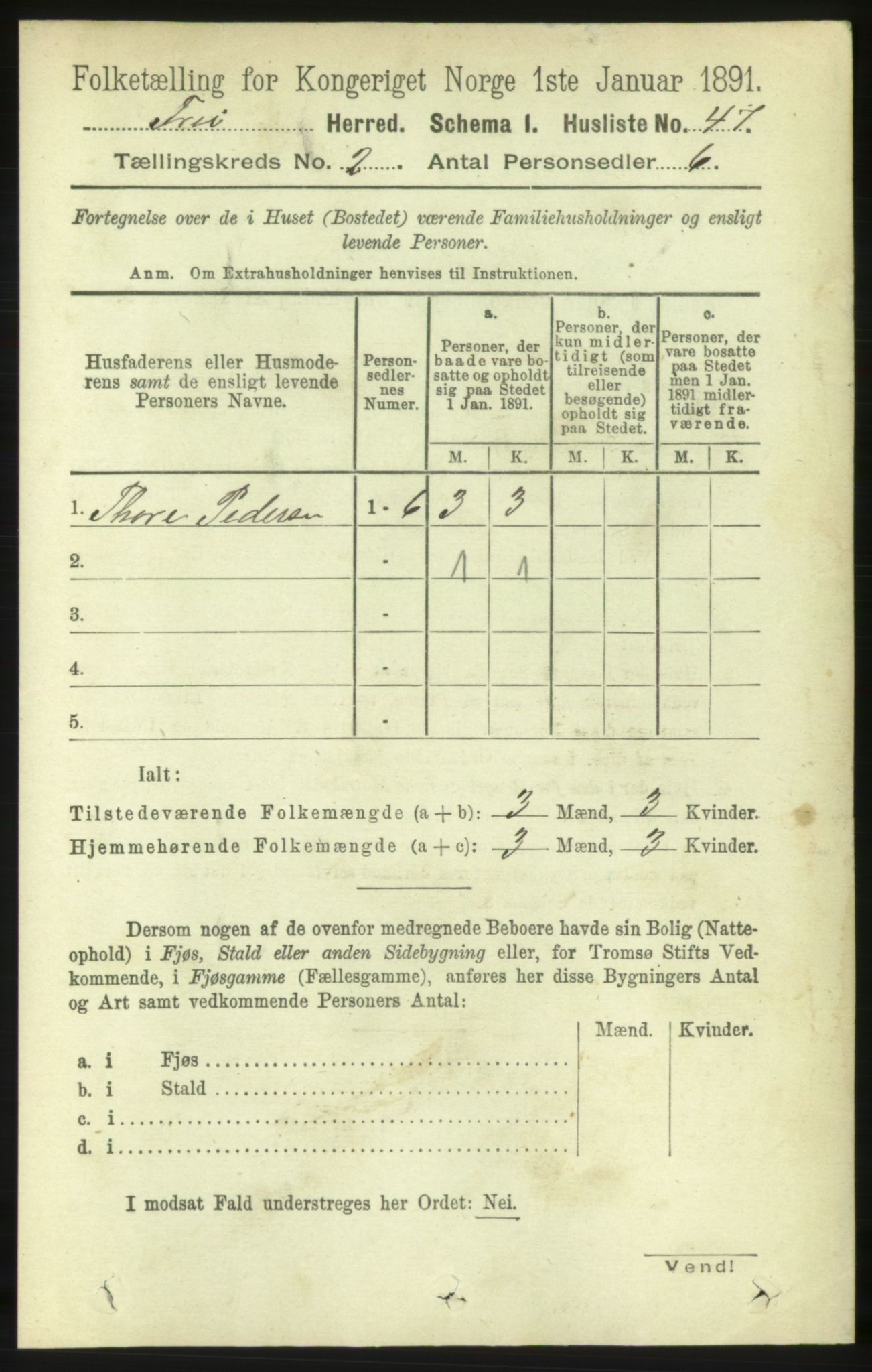 RA, 1891 census for 1556 Frei, 1891, p. 719