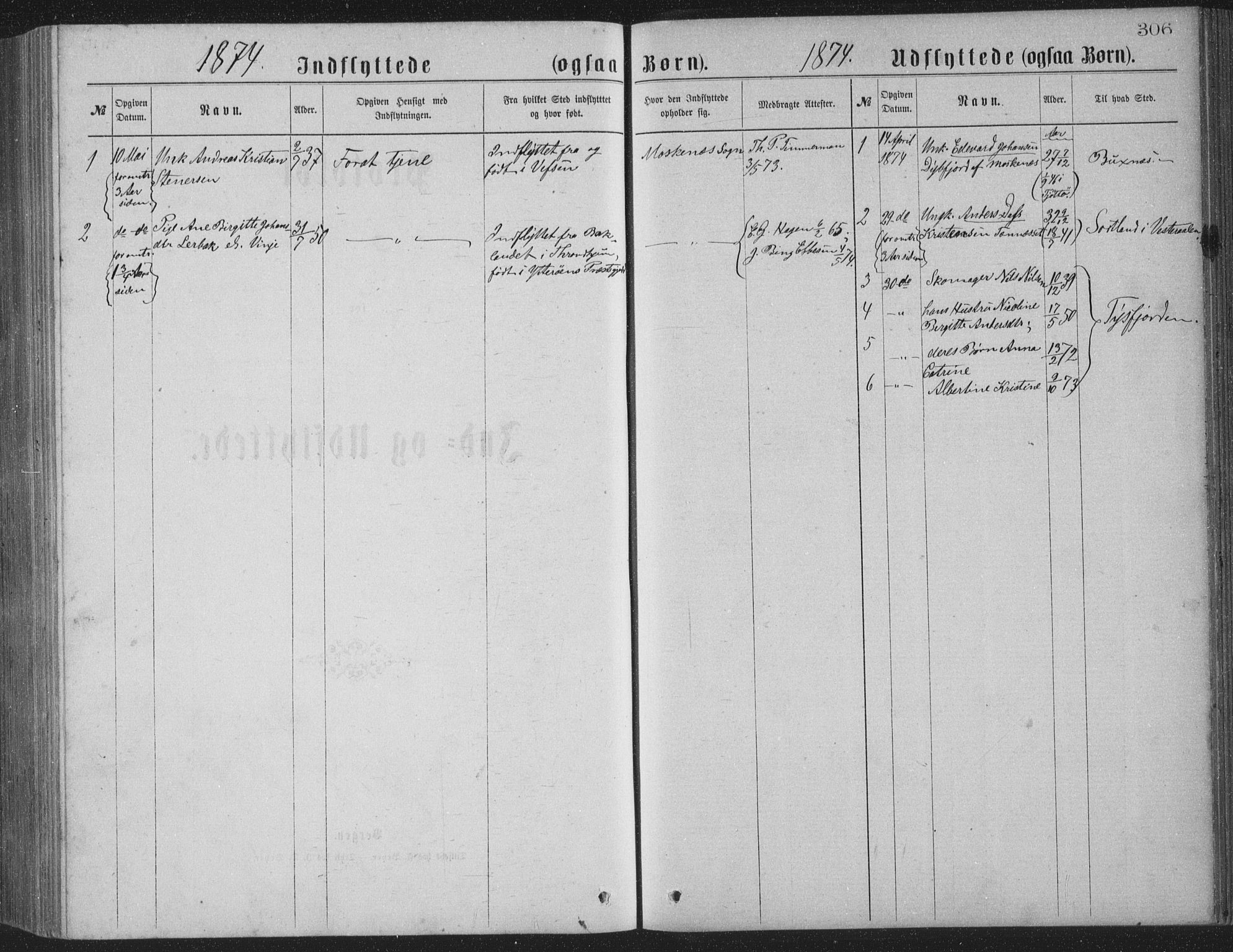 Ministerialprotokoller, klokkerbøker og fødselsregistre - Nordland, AV/SAT-A-1459/886/L1225: Parish register (copy) no. 886C02, 1874-1896, p. 306