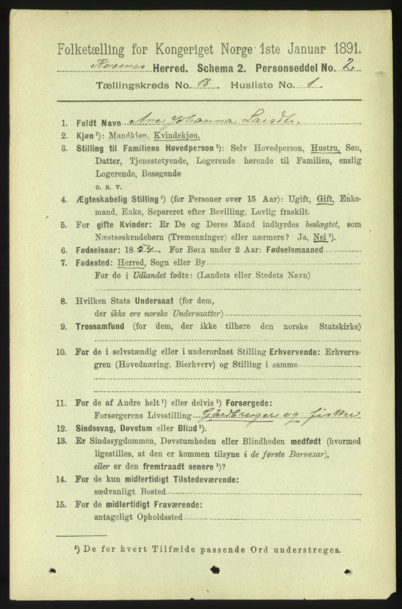 RA, 1891 census for 1553 Kvernes, 1891, p. 7754