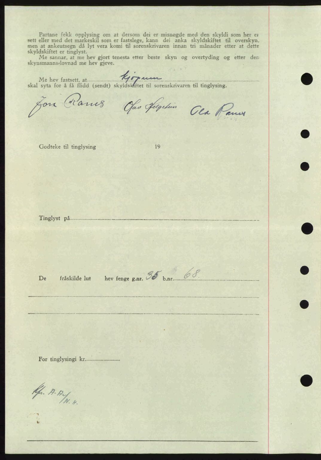 Nordmøre sorenskriveri, AV/SAT-A-4132/1/2/2Ca: Mortgage book no. A103, 1946-1947, Diary no: : 2227/1946