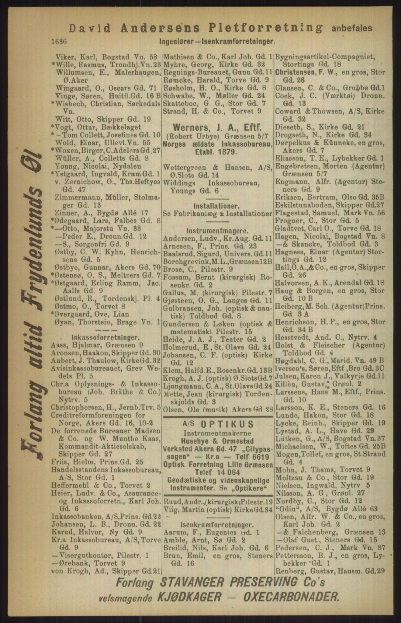 Kristiania/Oslo adressebok, PUBL/-, 1911, p. 1636