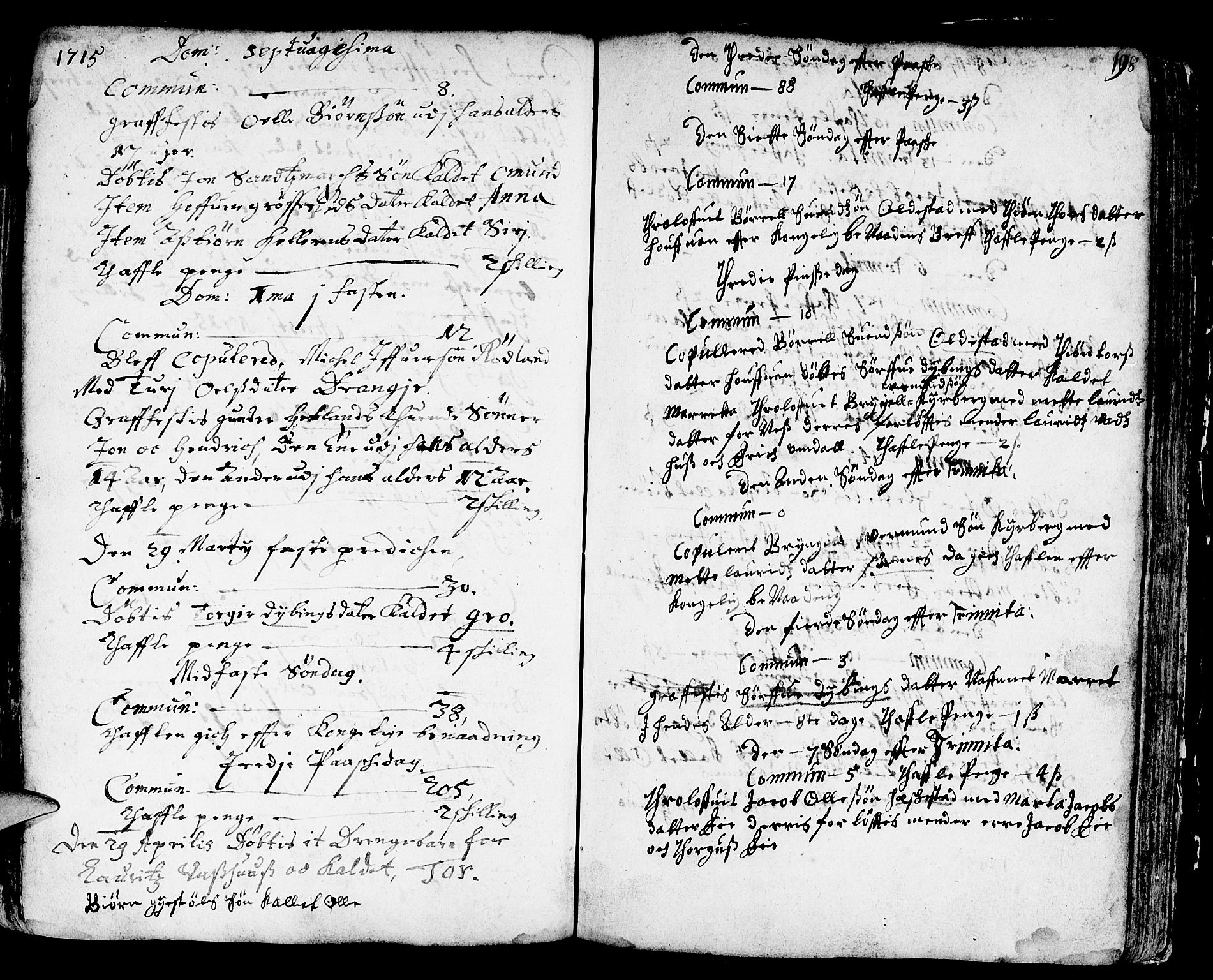 Helleland sokneprestkontor, AV/SAST-A-101810: Parish register (official) no. A 1 /3, 1713-1761, p. 198