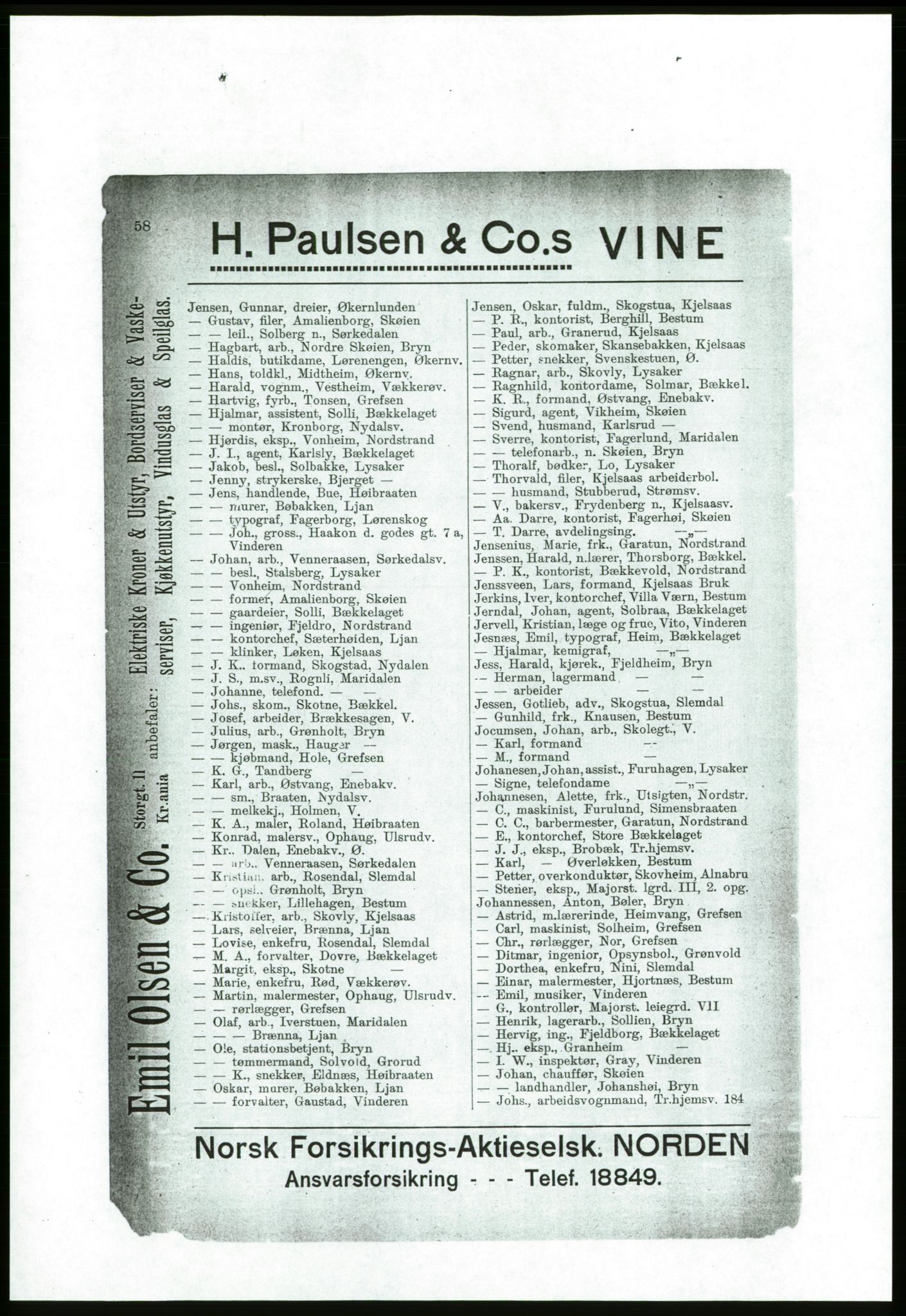Aker adressebok/adressekalender, PUBL/001/A/001: Akers adressebok, 1916-1917, p. 58