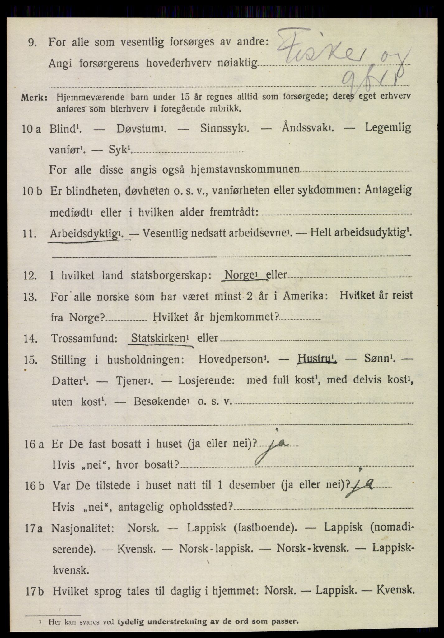 SAT, 1920 census for Kjerringøy, 1920, p. 1016