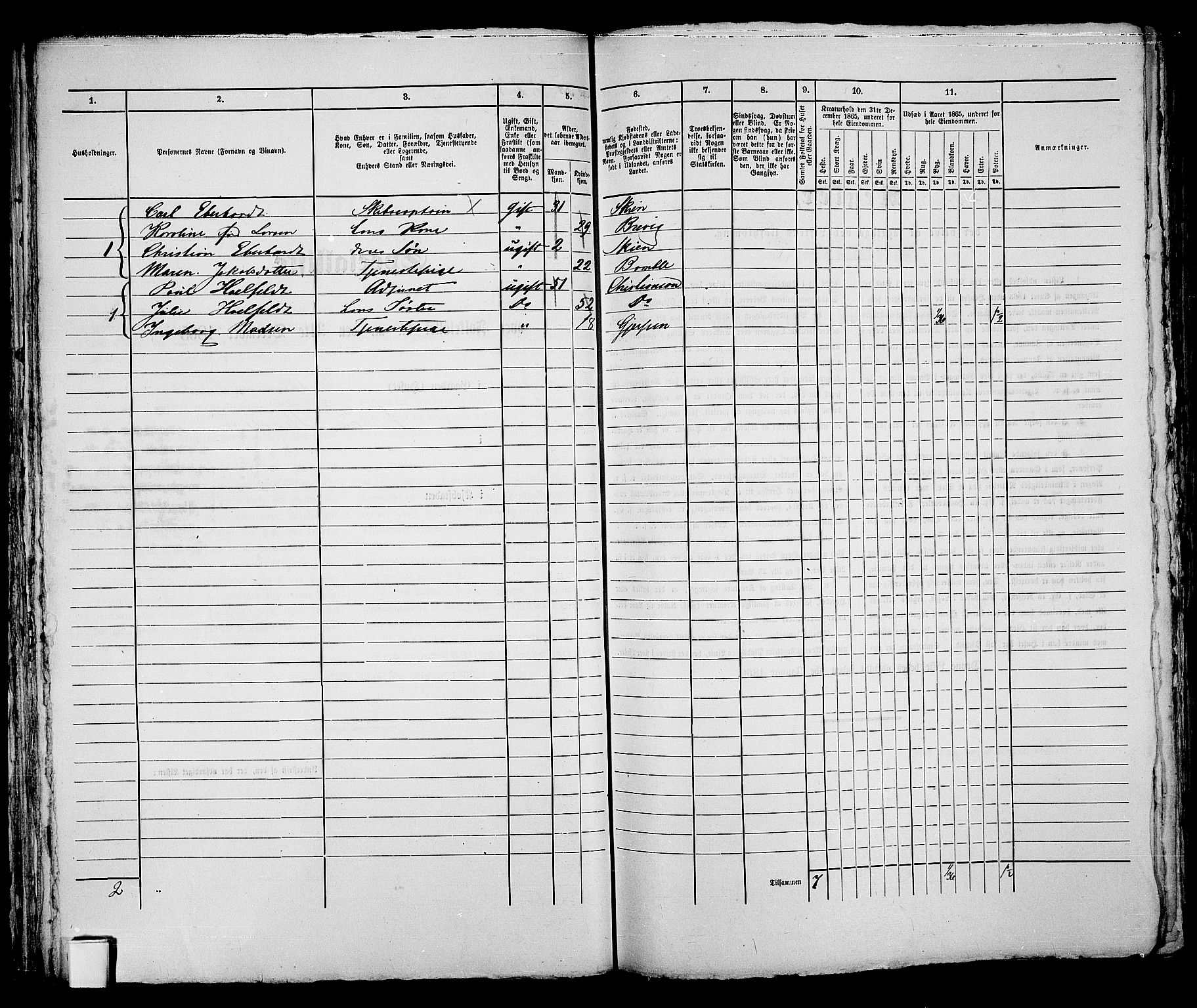 RA, 1865 census for Skien, 1865, p. 470