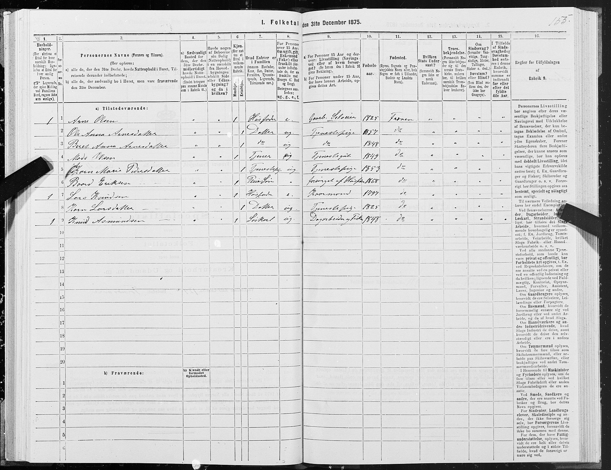 SAT, 1875 census for 1548P Fræna, 1875, p. 1155