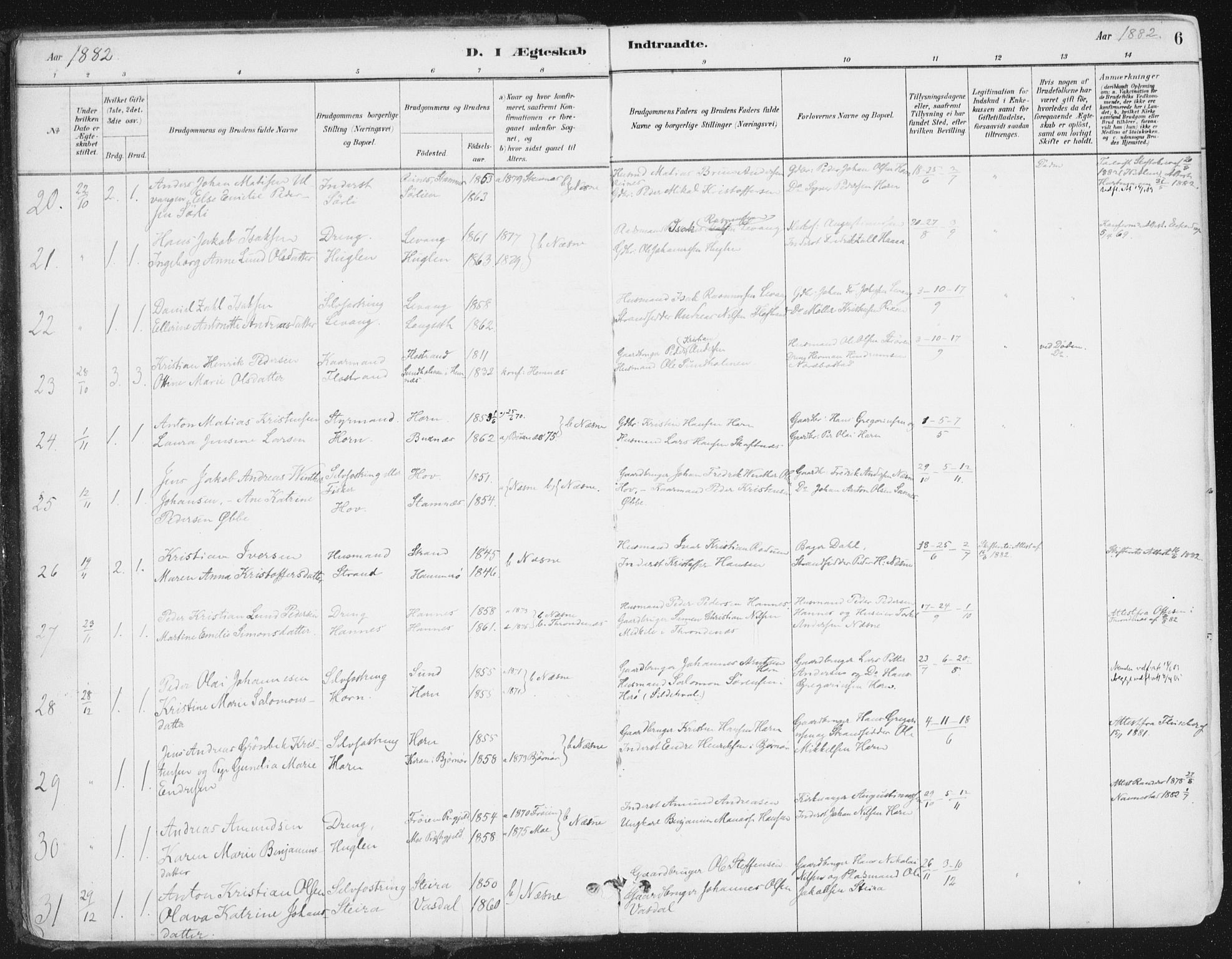 Ministerialprotokoller, klokkerbøker og fødselsregistre - Nordland, AV/SAT-A-1459/838/L0553: Parish register (official) no. 838A11, 1880-1910, p. 6