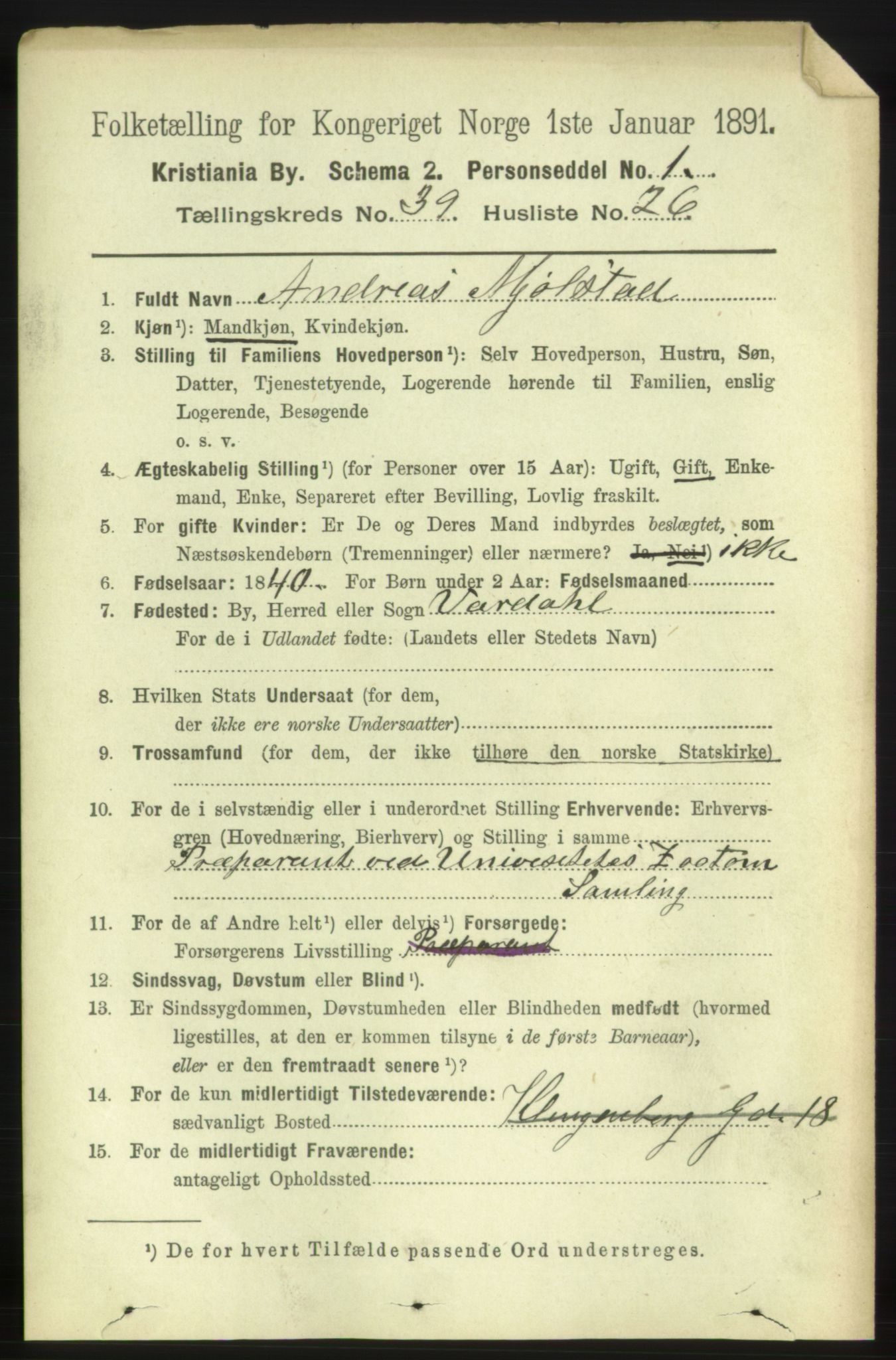 RA, 1891 census for 0301 Kristiania, 1891, p. 22484