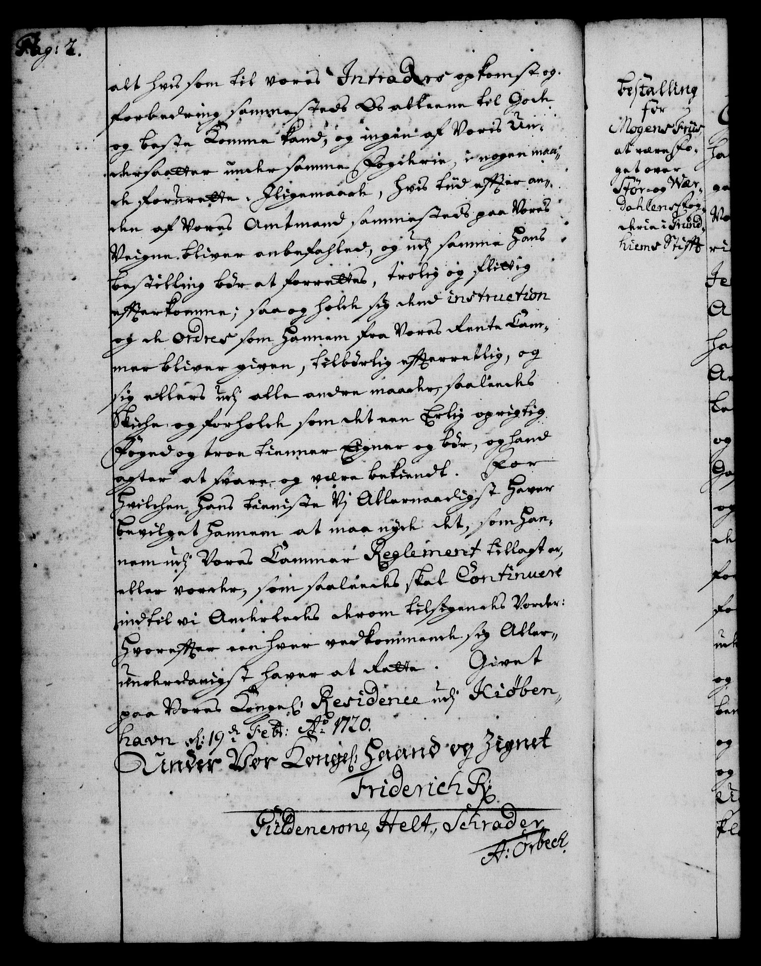Rentekammeret, Kammerkanselliet, RA/EA-3111/G/Gg/Gge/L0001: Norsk bestallingsprotokoll med register (merket RK 53.25), 1720-1730, p. 2