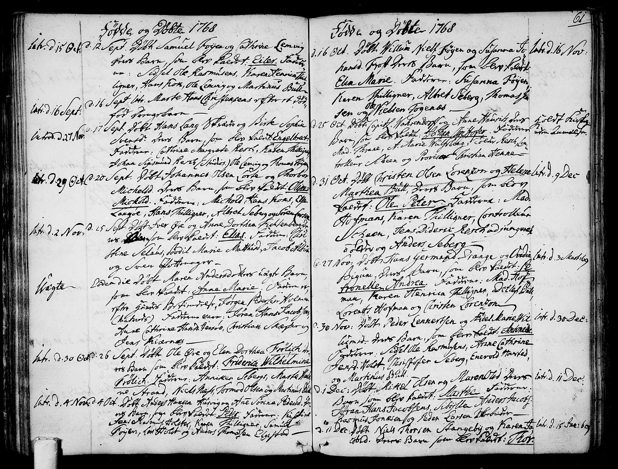 Tønsberg kirkebøker, SAKO/A-330/F/Fa/L0002: Parish register (official) no. I 2, 1760-1796, p. 61