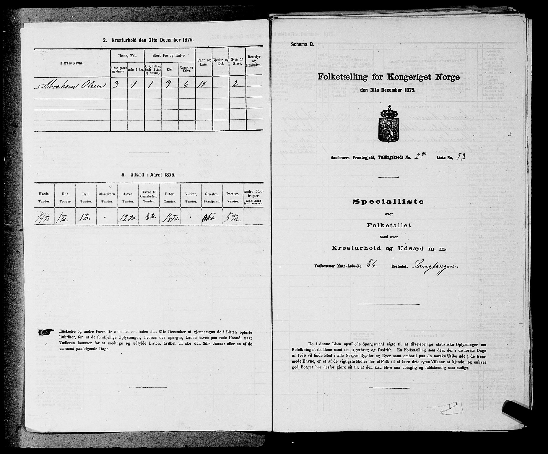 SAKO, 1875 census for 0629P Sandsvær, 1875, p. 346