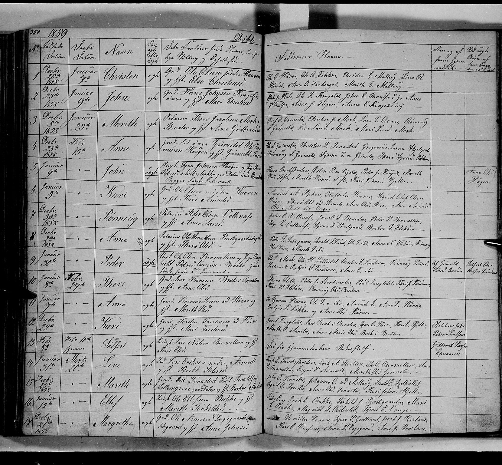 Lom prestekontor, SAH/PREST-070/L/L0004: Parish register (copy) no. 4, 1845-1864, p. 354-355