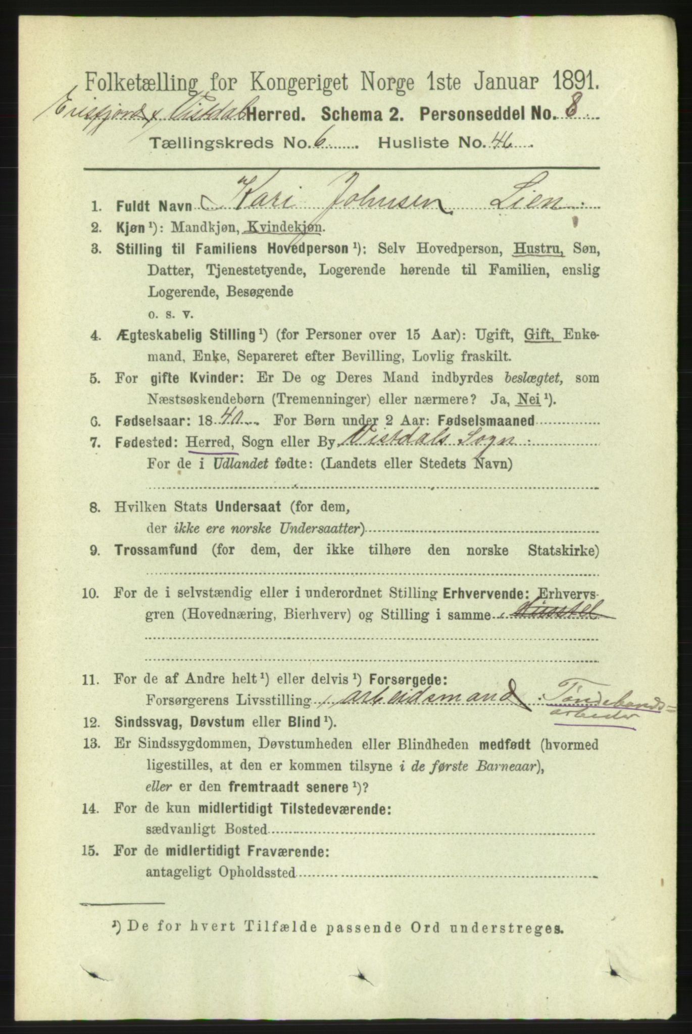 RA, 1891 census for 1542 Eresfjord og Vistdal, 1891, p. 1793